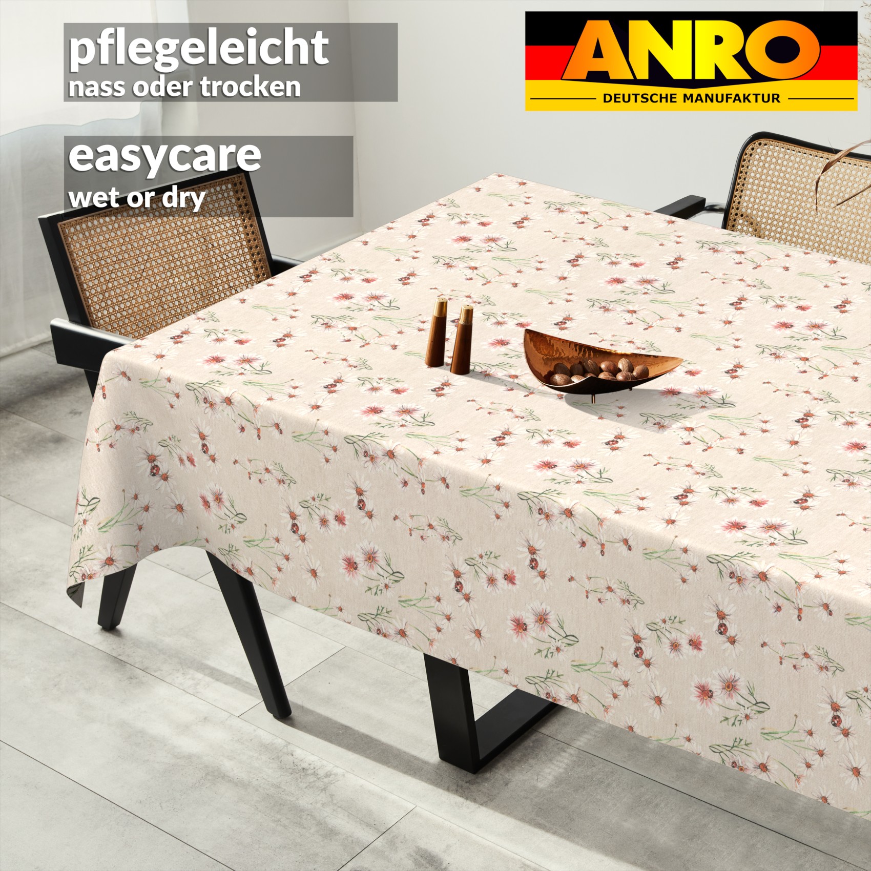 GTGANNA-66_SQ_91 Tischdecke abwaschbar Tischtuch Tischwäsche Gartentischdecke Stofftischdecke Baumwolle Polyester Fortuna