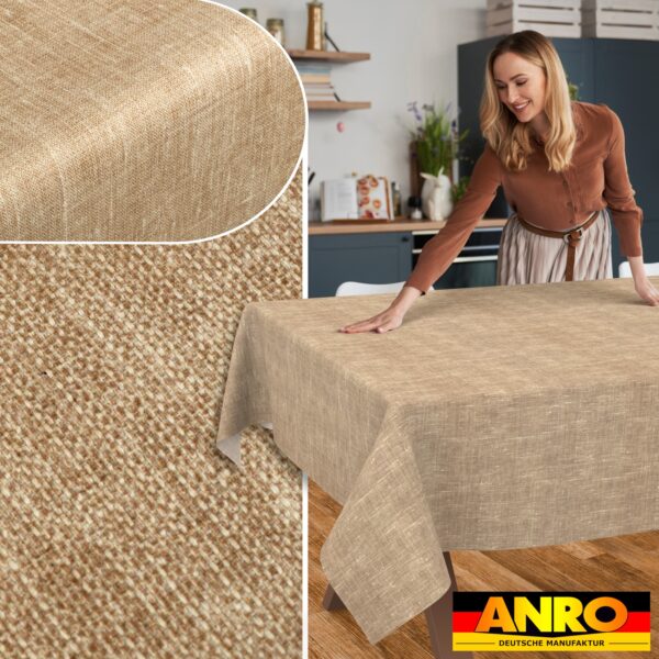 Tischdecke abwaschbar Tischtuch Tischwäsche Gartentischdecke Stofftischdecke Leinenoptik Baumwolle Leinen Uni Sand
