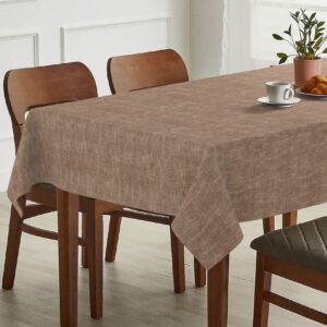 Tischdecke abwaschbar Tischtuch Tischwäsche Gartentischdecke Stofftischdecke Leinenoptik Baumwolle Leinen Uni Schoko