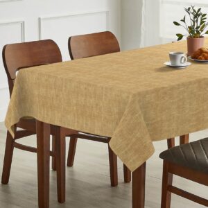 Tischdecke abwaschbar Tischtuch Tischwäsche Gartentischdecke Stofftischdecke Leinenoptik Baumwolle Leinen Uni Senf