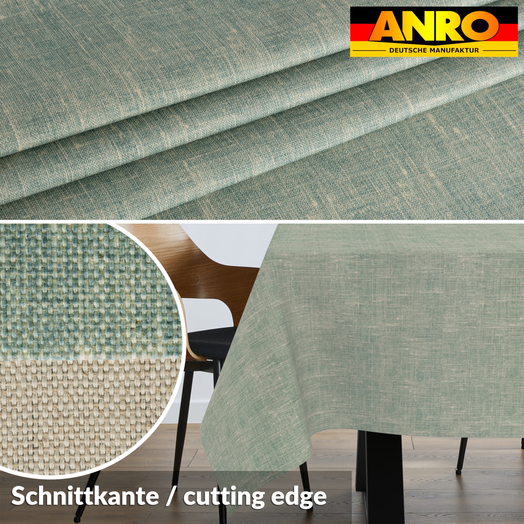 GTGANNA-106_SQ_30 Tischdecke abwaschbar Tischtuch Tischwäsche Gartentischdecke Stofftischdecke Leinenoptik Baumwolle Leinen Uni Blau