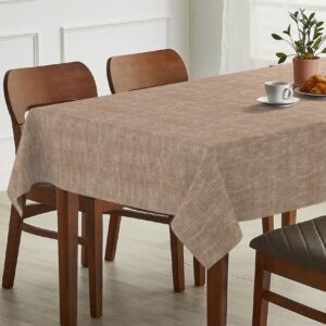 Tischdecke abwaschbar Tischtuch Tischwäsche Gartentischdecke Stofftischdecke Leinenoptik Baumwolle Leinen Uni Hellbraun