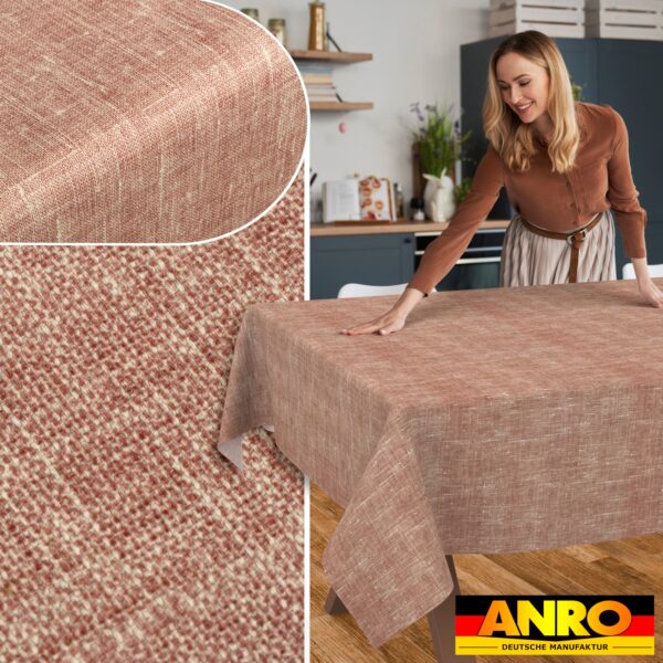 Tischdecke abwaschbar Tischtuch Tischwäsche Gartentischdecke Stofftischdecke Leinenoptik Baumwolle Leinen Uni Rot