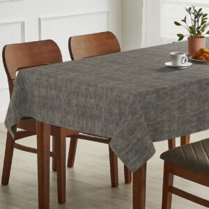 Tischdecke abwaschbar Tischtuch Tischwäsche Gartentischdecke Stofftischdecke Leinenoptik Baumwolle Leinen Uni Anthrazit