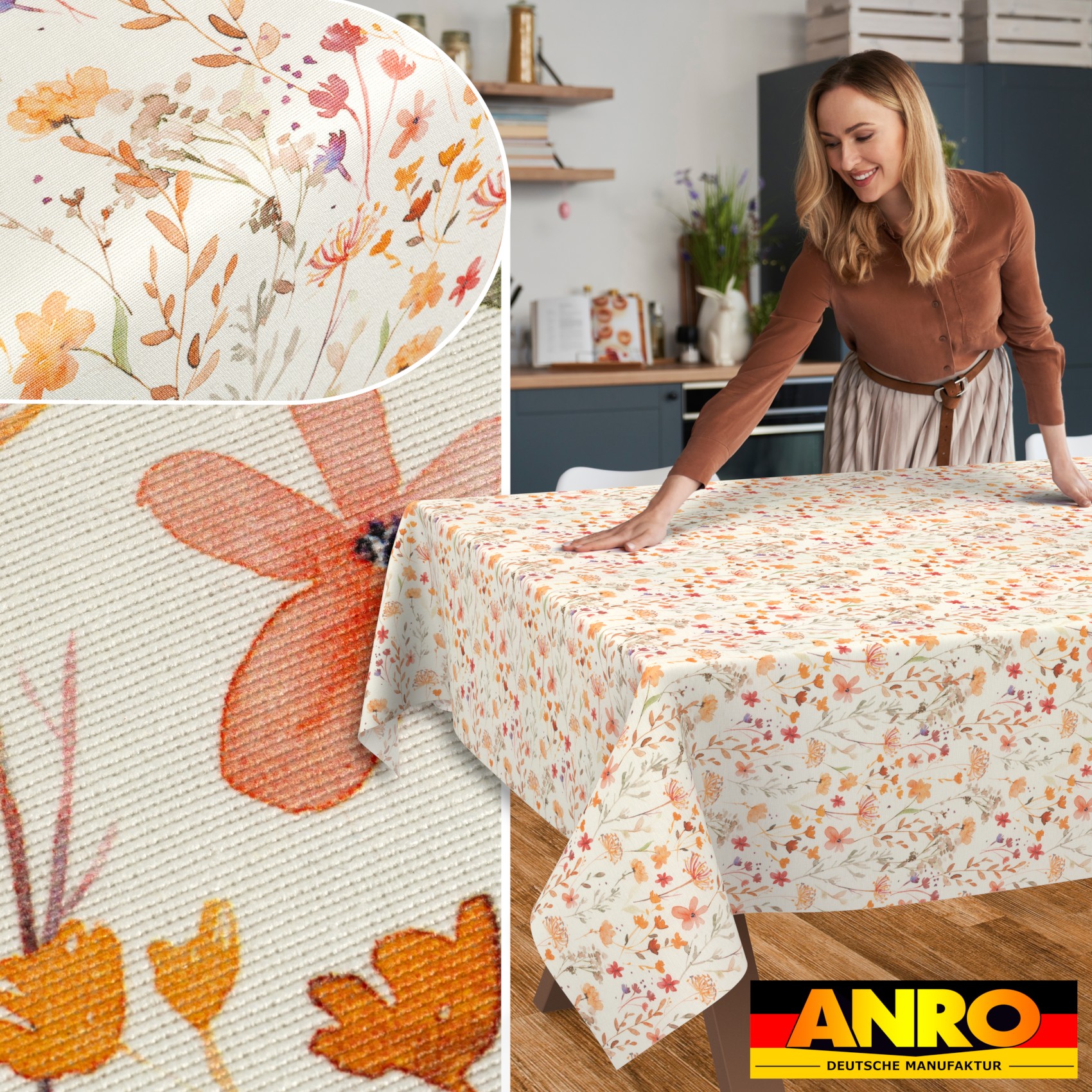 GTGANNA-51_SQ_50 Tischdecke abwaschbar Tischtuch Tischwäsche Gartentischdecke Stofftischdecke Baumwolle Polyester Alessia