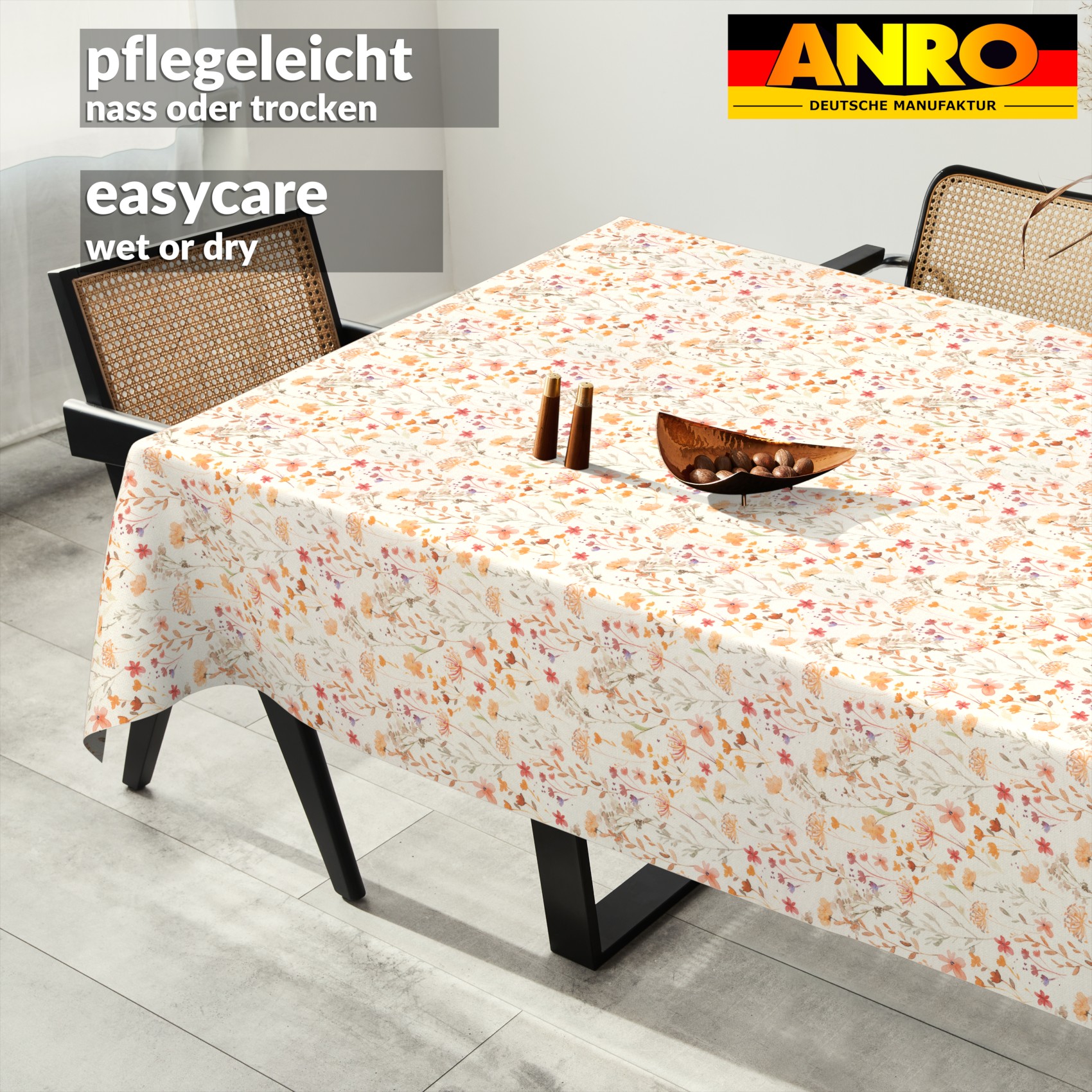 GTGANNA-51_SQ_91 Tischdecke abwaschbar Tischtuch Tischwäsche Gartentischdecke Stofftischdecke Baumwolle Polyester Alessia