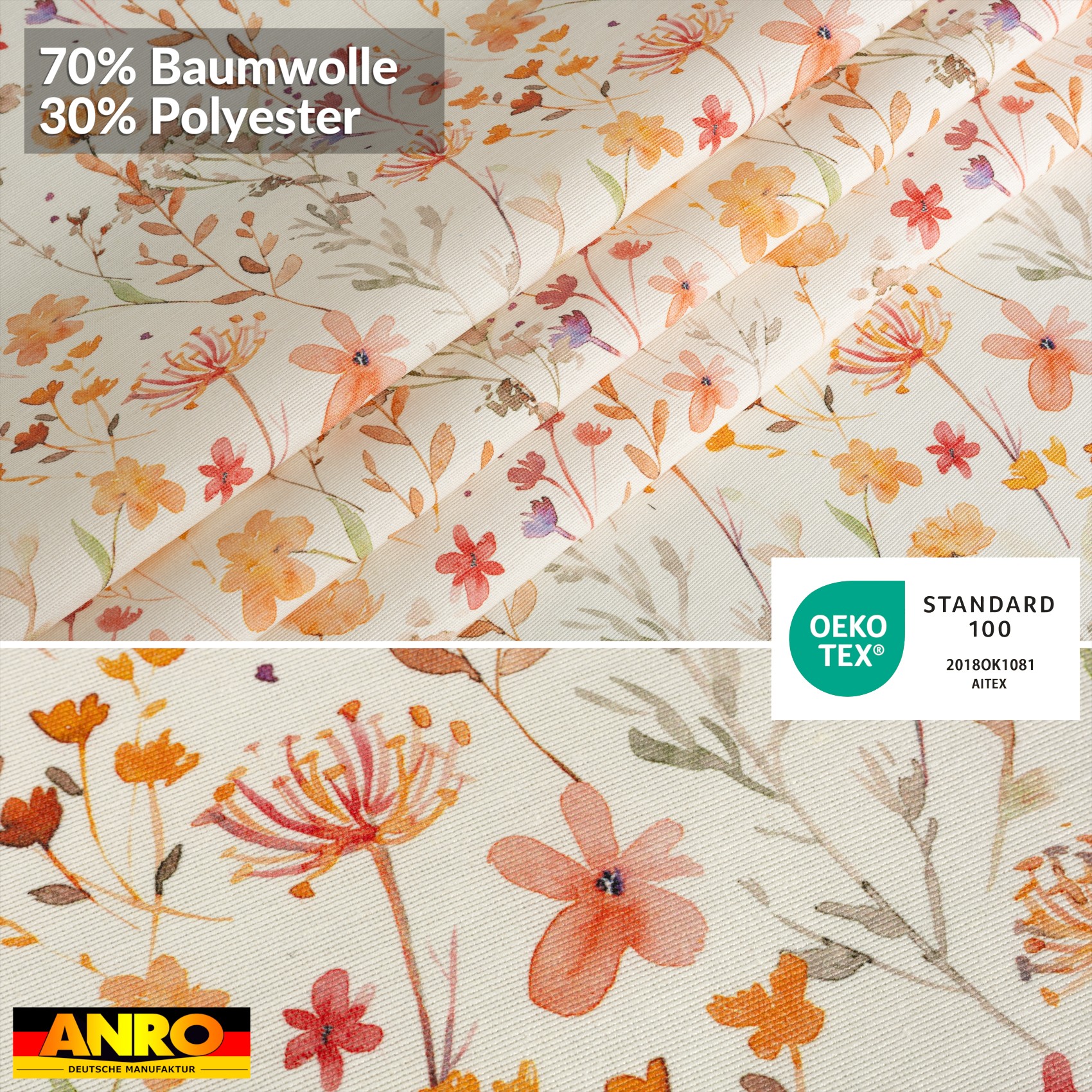 GTGANNA-51_80 Tischdecke abwaschbar Tischtuch Tischwäsche Gartentischdecke Stofftischdecke Baumwolle Polyester Alessia