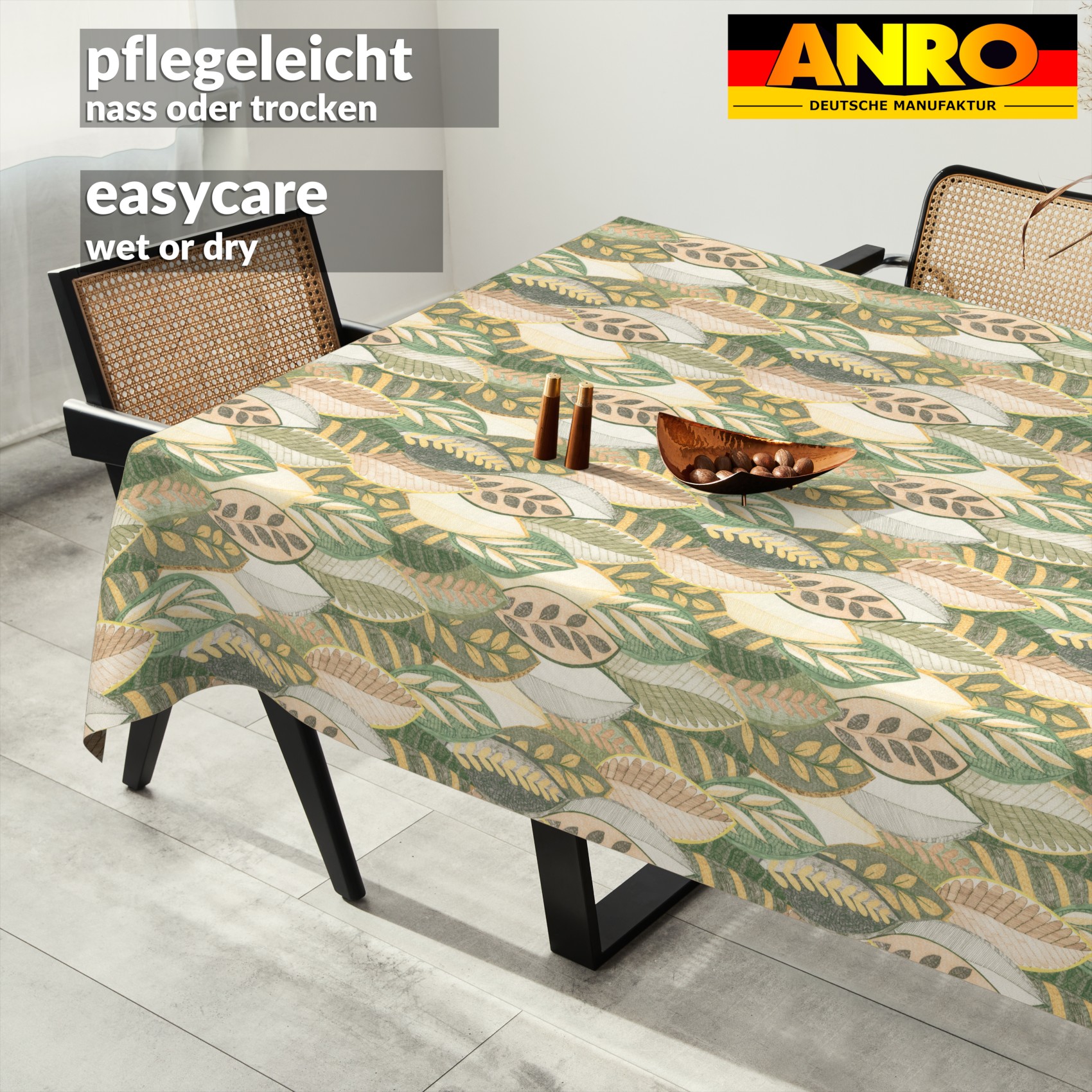 Tischdecke abwaschbar Tischtuch Tischwäsche Gartentischdecke Stofftischdecke Baumwolle Polyester Helena