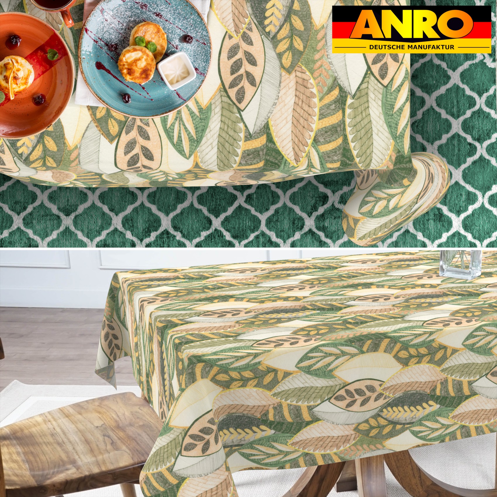 Tischdecke abwaschbar Tischtuch Tischwäsche Gartentischdecke Stofftischdecke Baumwolle Polyester Helena