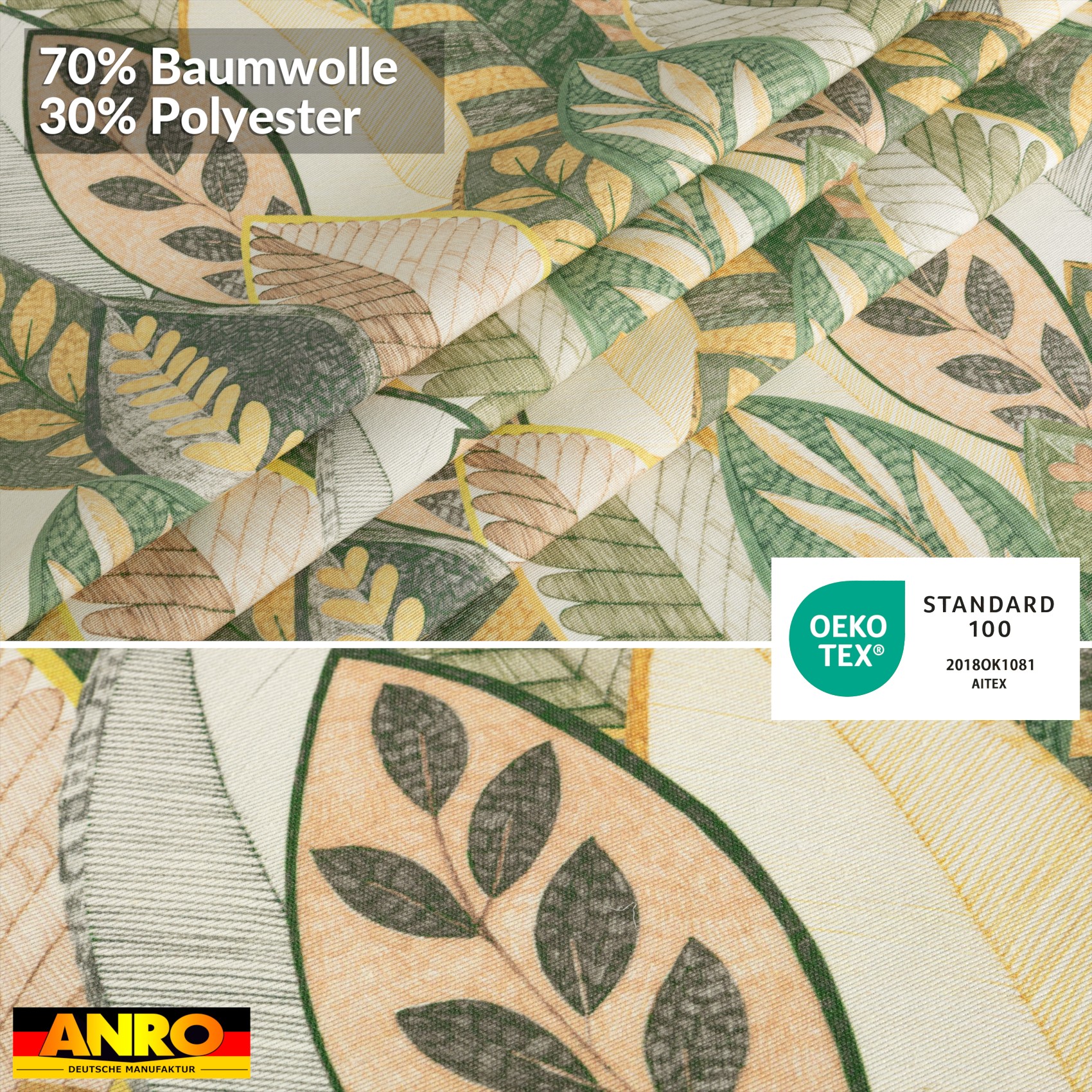 Tischdecke abwaschbar Tischtuch Tischwäsche Gartentischdecke Stofftischdecke Baumwolle Polyester Helena