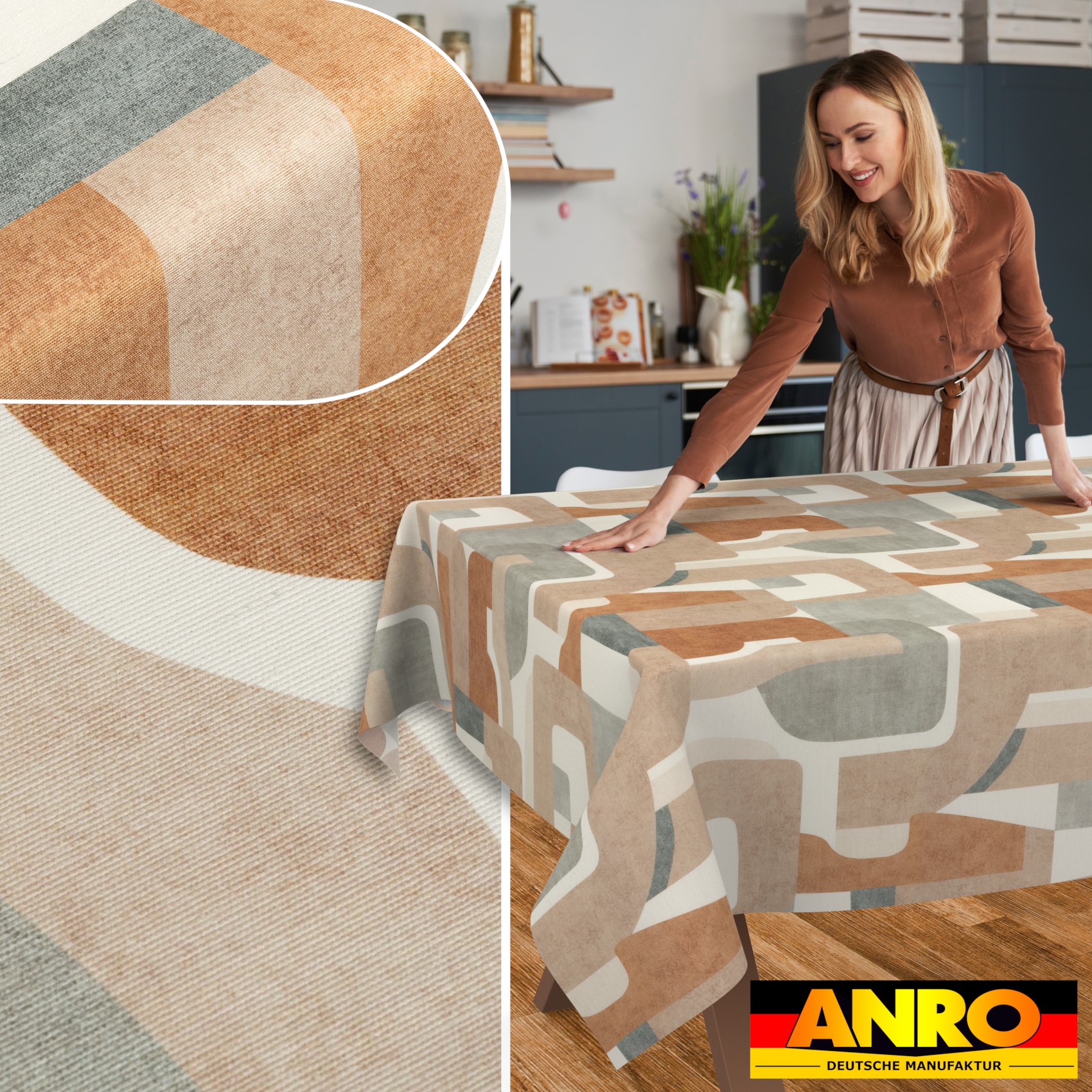 Tischdecke abwaschbar Tischtuch Tischwäsche Gartentischdecke Stofftischdecke Baumwolle Polyester Daphne