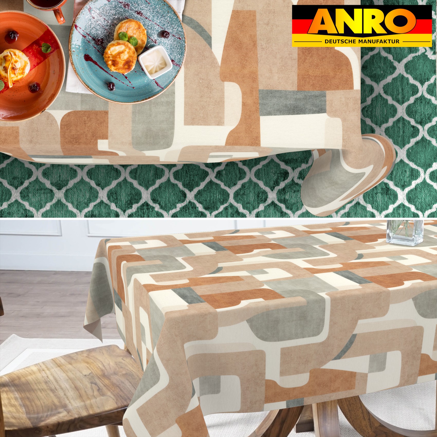 Tischdecke abwaschbar Tischtuch Tischwäsche Gartentischdecke Stofftischdecke Baumwolle Polyester Daphne