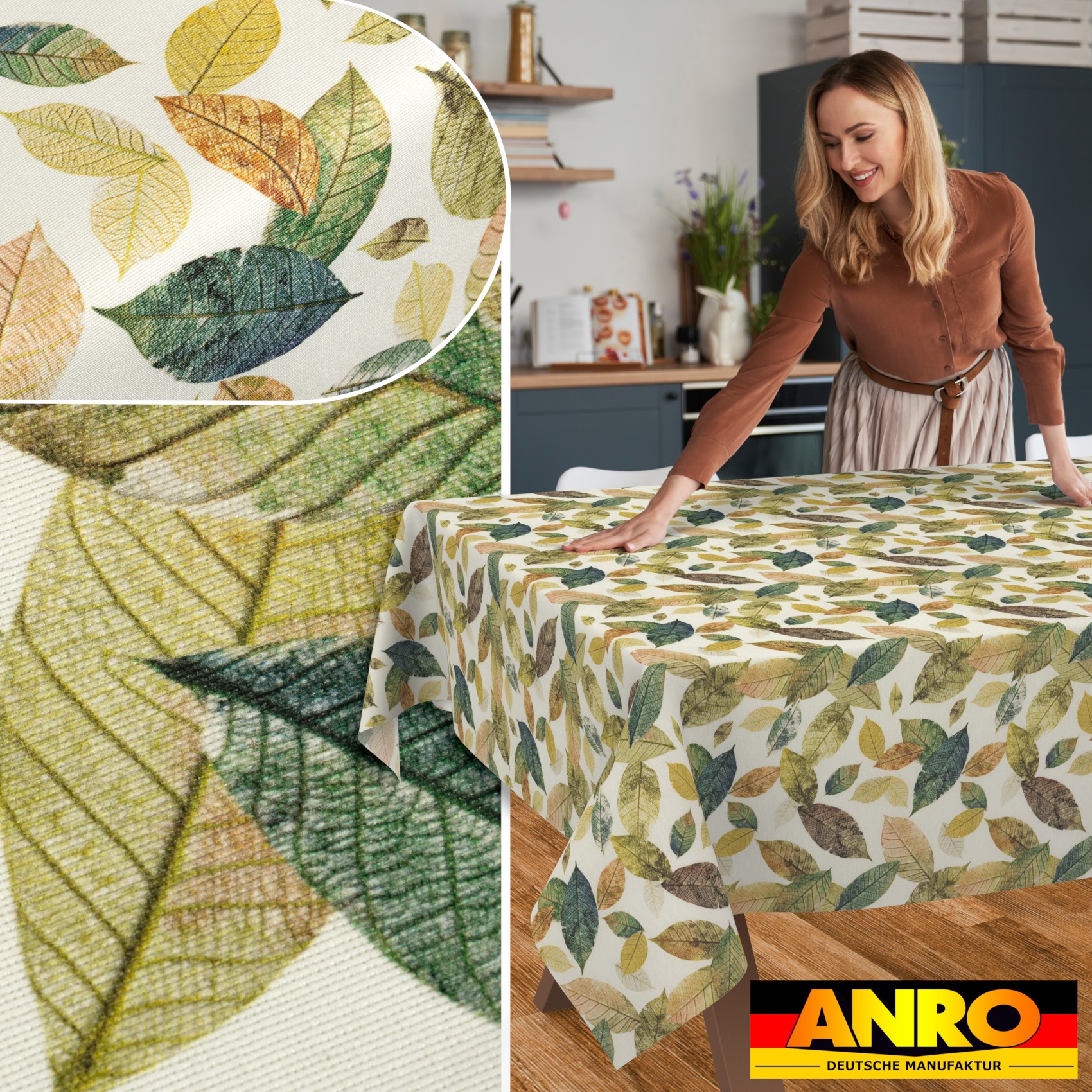 GTGANNA-55_SQ_50 Tischdecke abwaschbar Tischtuch Tischwäsche Gartentischdecke Stofftischdecke Baumwolle Polyester Penelope