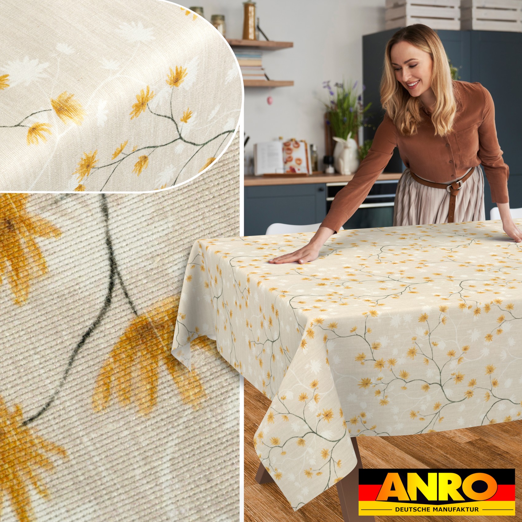 GTGANNA-56_SQ_50 Tischdecke abwaschbar Tischtuch Tischwäsche Gartentischdecke Stofftischdecke Baumwolle Polyester Callista