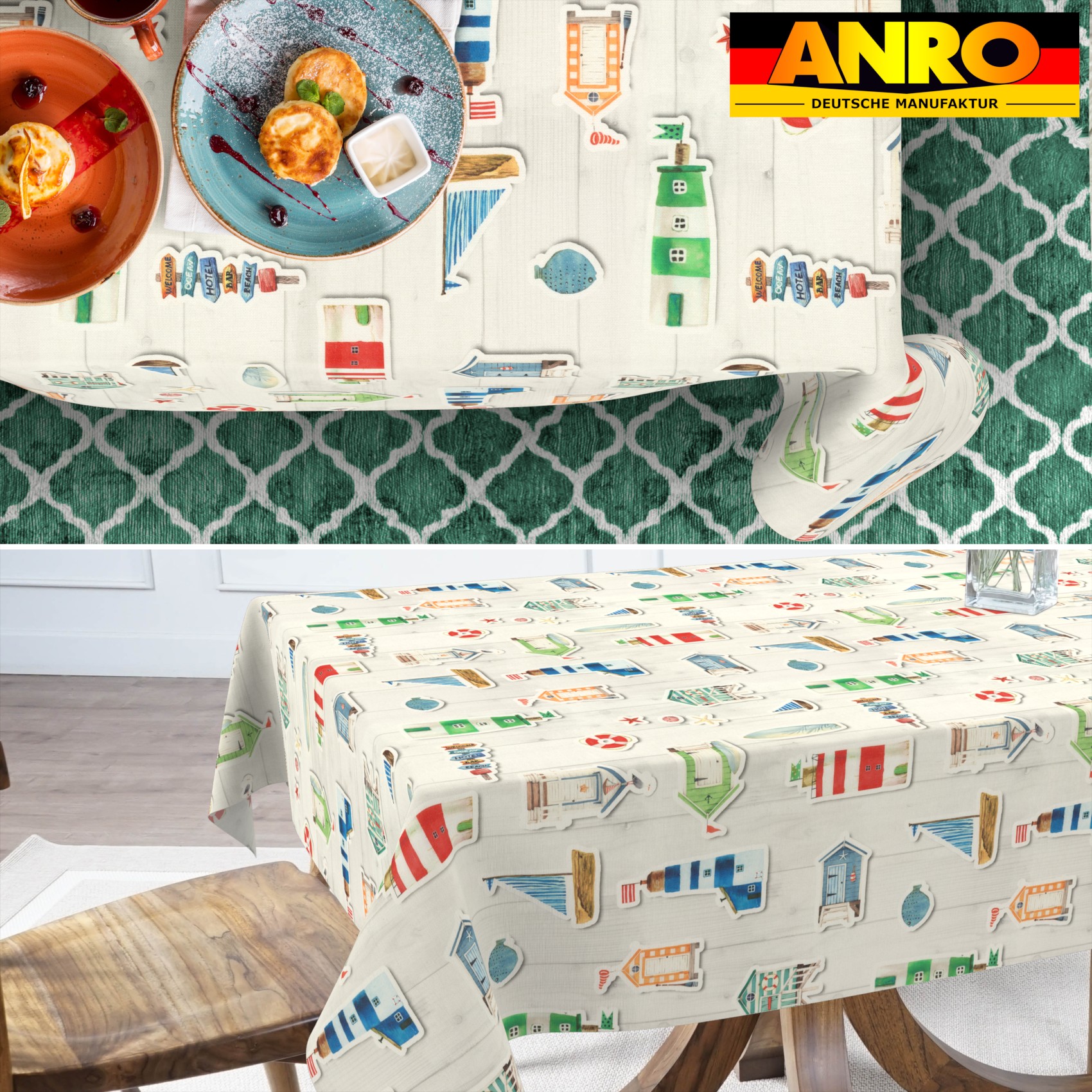 GTGANNA-57_SQ_70 Tischdecke abwaschbar Tischtuch Tischwäsche Gartentischdecke Stofftischdecke Baumwolle Polyester Selene