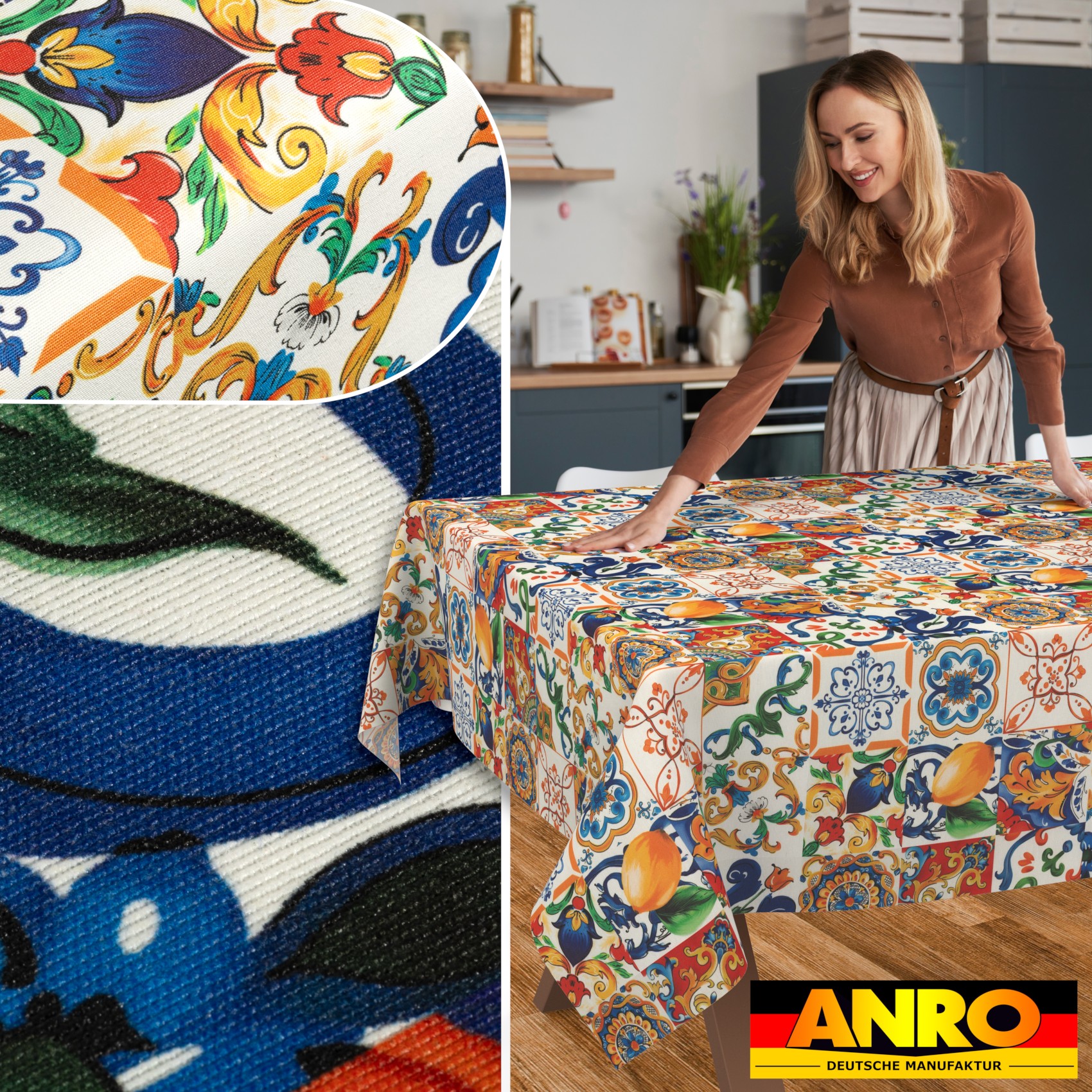 GTGANNA-58_SQ_50 Tischdecke abwaschbar Tischtuch Tischwäsche Gartentischdecke Stofftischdecke Baumwolle Polyester Thalia