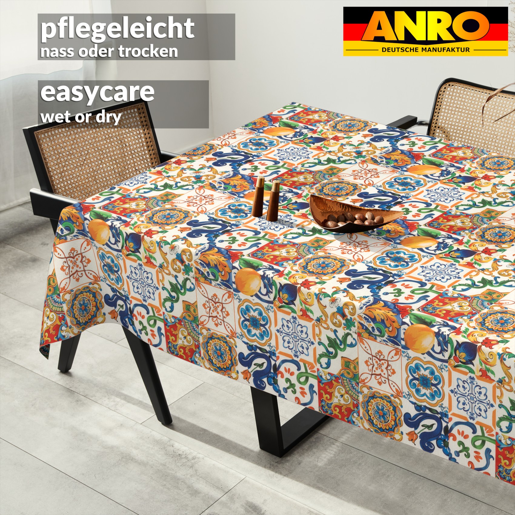 GTGANNA-58_SQ_91 Tischdecke abwaschbar Tischtuch Tischwäsche Gartentischdecke Stofftischdecke Baumwolle Polyester Thalia