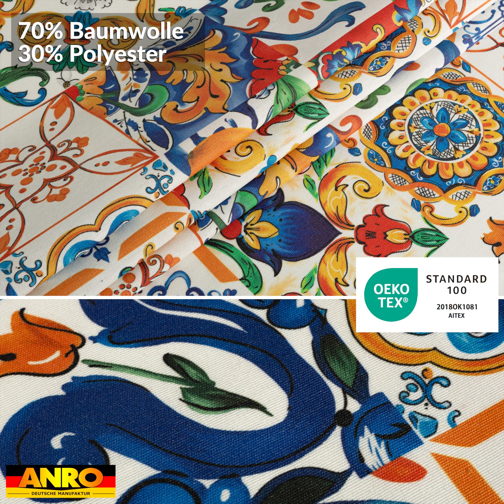 GTGANNA-58_80 Tischdecke abwaschbar Tischtuch Tischwäsche Gartentischdecke Stofftischdecke Baumwolle Polyester Thalia