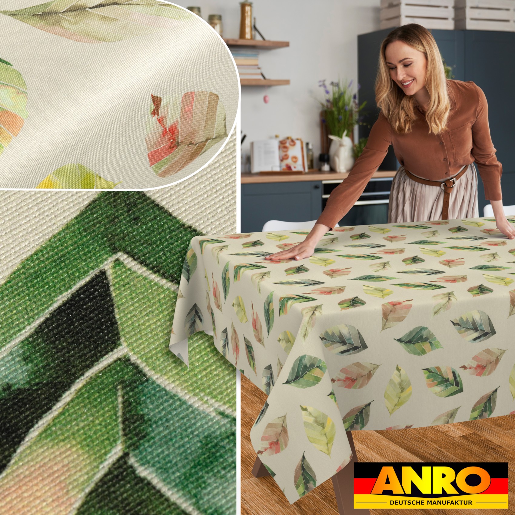 GTGANNA-60_SQ_50 Tischdecke abwaschbar Tischtuch Tischwäsche Gartentischdecke Stofftischdecke Baumwolle Polyester Aurora