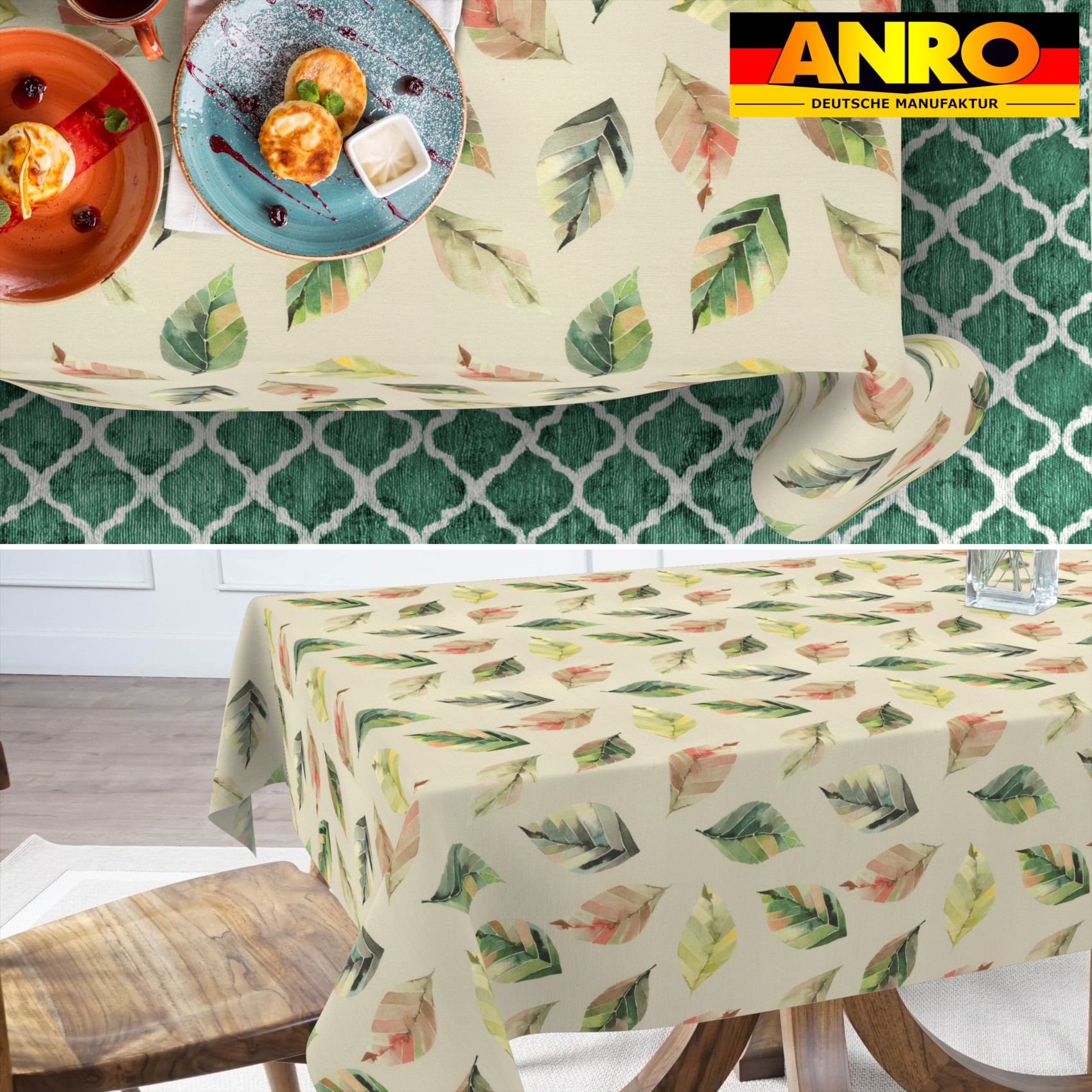 GTGANNA-60_SQ_70 Tischdecke abwaschbar Tischtuch Tischwäsche Gartentischdecke Stofftischdecke Baumwolle Polyester Aurora