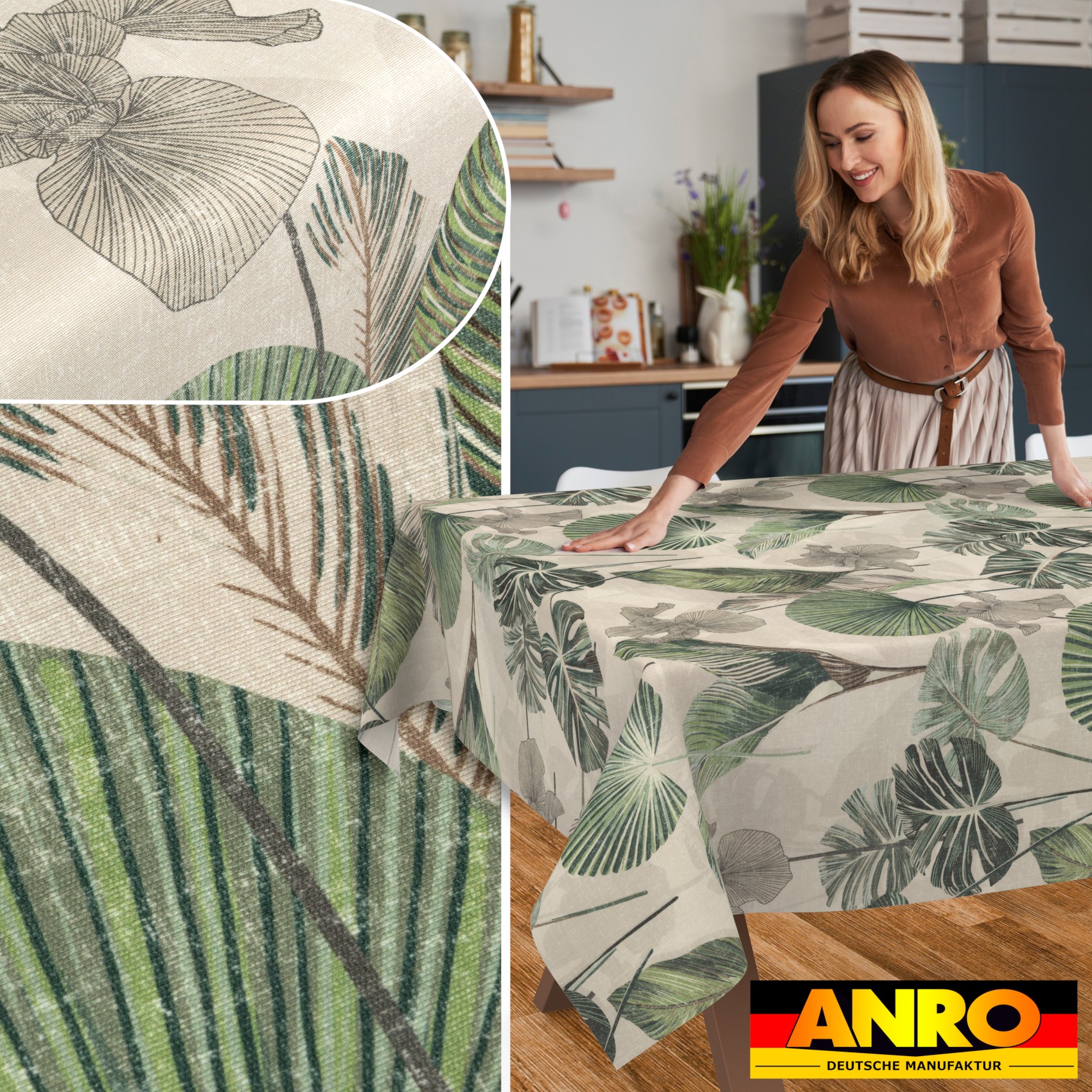 GTGANNA-61_SQ_50 Tischdecke abwaschbar Tischtuch Tischwäsche Gartentischdecke Stofftischdecke Baumwolle Polyester Lucia