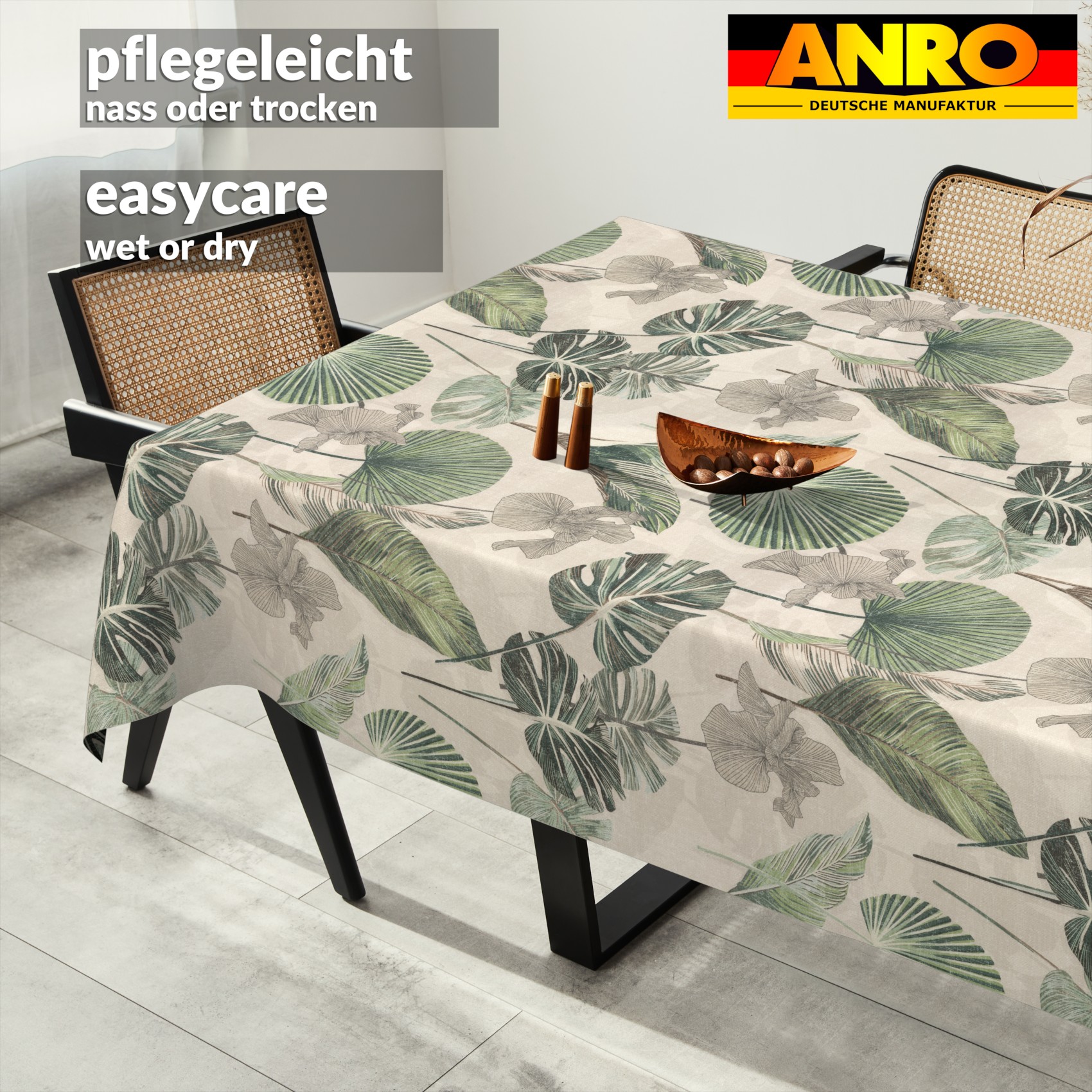 GTGANNA-61_SQ_91 Tischdecke abwaschbar Tischtuch Tischwäsche Gartentischdecke Stofftischdecke Baumwolle Polyester Lucia