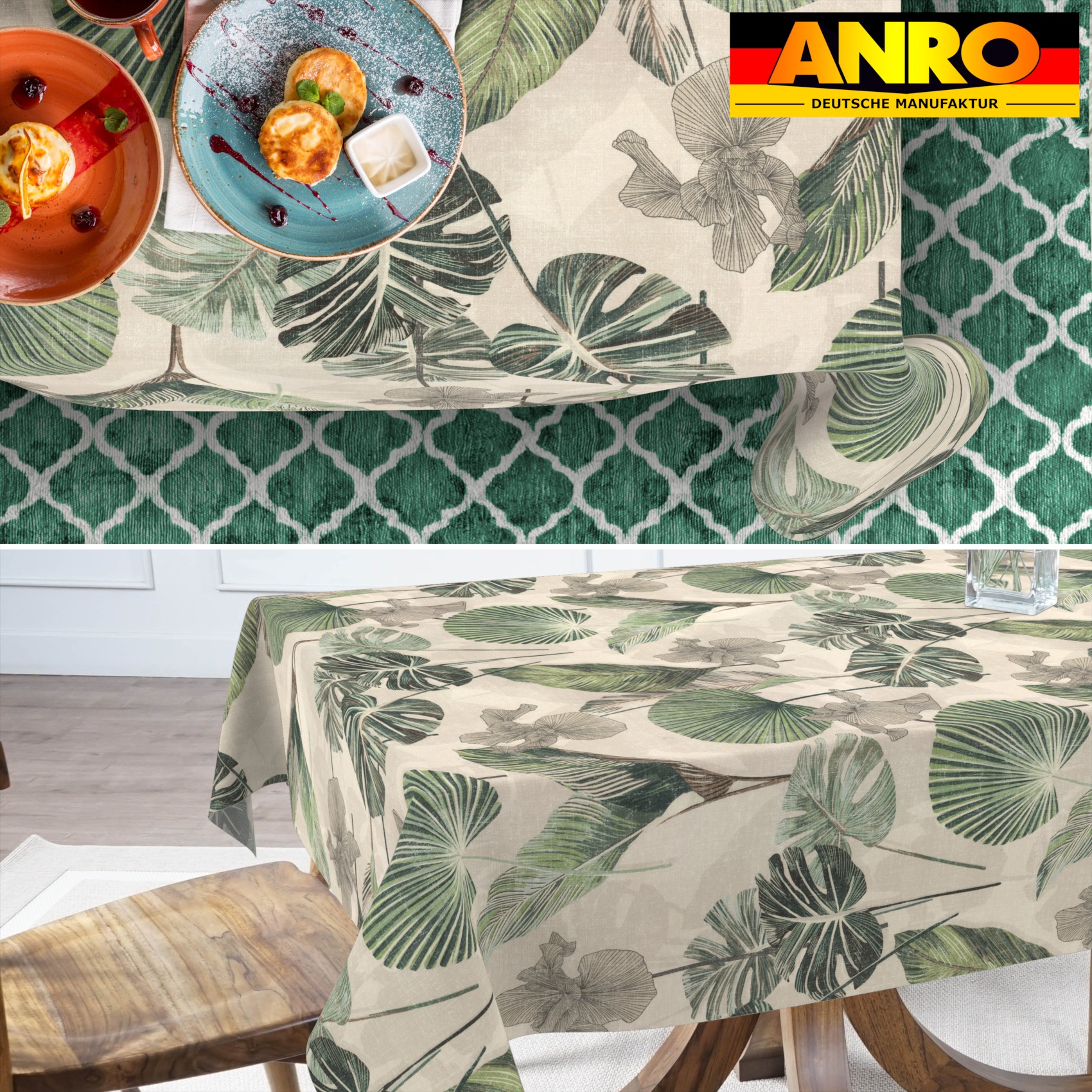 GTGANNA-61_SQ_70 Tischdecke abwaschbar Tischtuch Tischwäsche Gartentischdecke Stofftischdecke Baumwolle Polyester Lucia