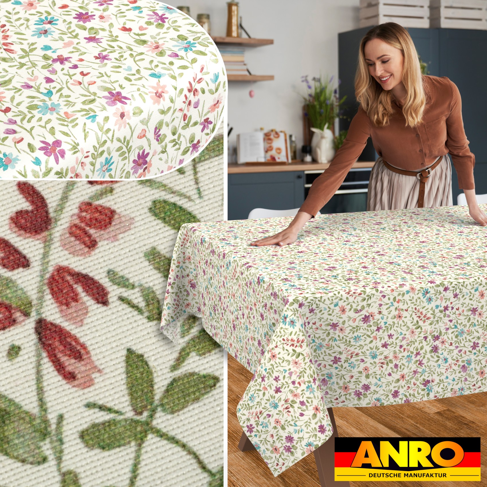 GTGANNA-62_SQ_50 Tischdecke abwaschbar Tischtuch Tischwäsche Gartentischdecke Stofftischdecke Baumwolle Polyester Giovanna