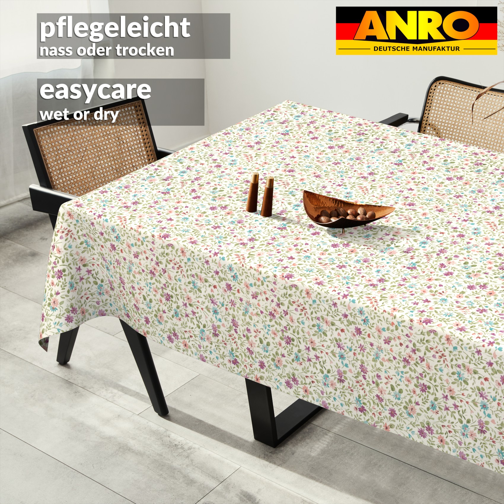 GTGANNA-62_SQ_91 Tischdecke abwaschbar Tischtuch Tischwäsche Gartentischdecke Stofftischdecke Baumwolle Polyester Giovanna