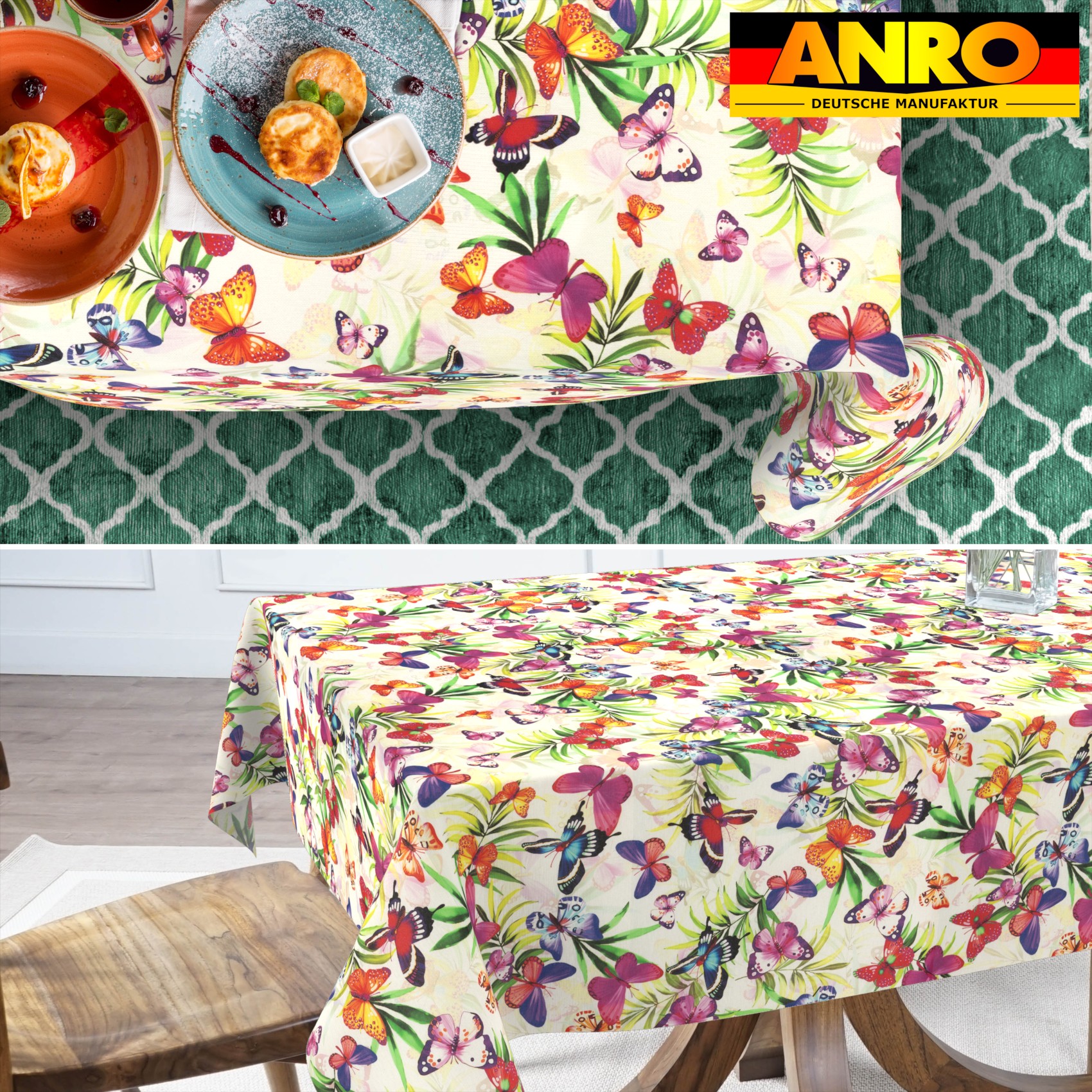 GTGANNA-63_SQ_70 Tischdecke abwaschbar Tischtuch Tischwäsche Gartentischdecke Stofftischdecke Baumwolle Polyester Chiara