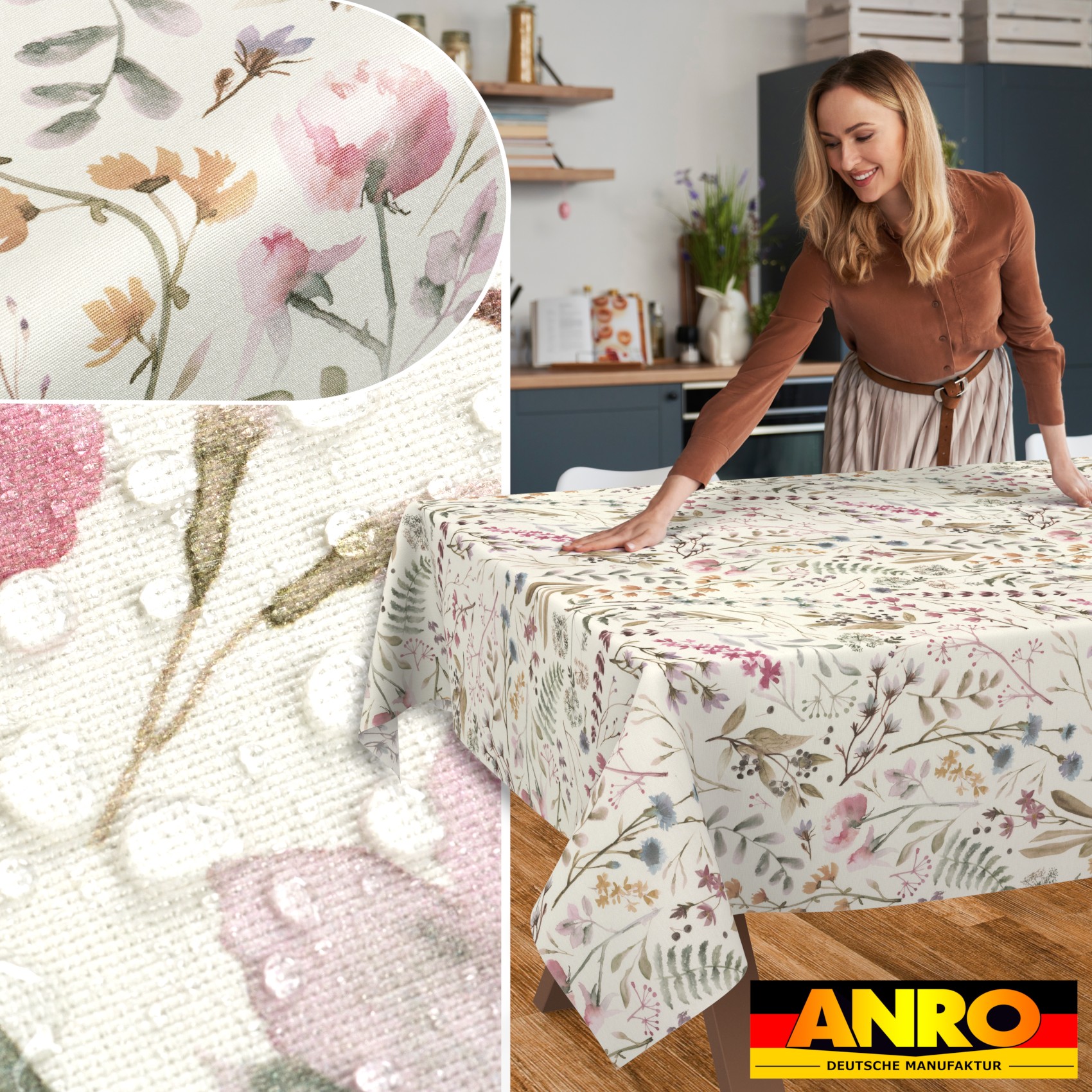 GTGANNA-64_SQ_50 Tischdecke abwaschbar Tischtuch Tischwäsche Gartentischdecke Stofftischdecke Baumwolle Polyester Giulia