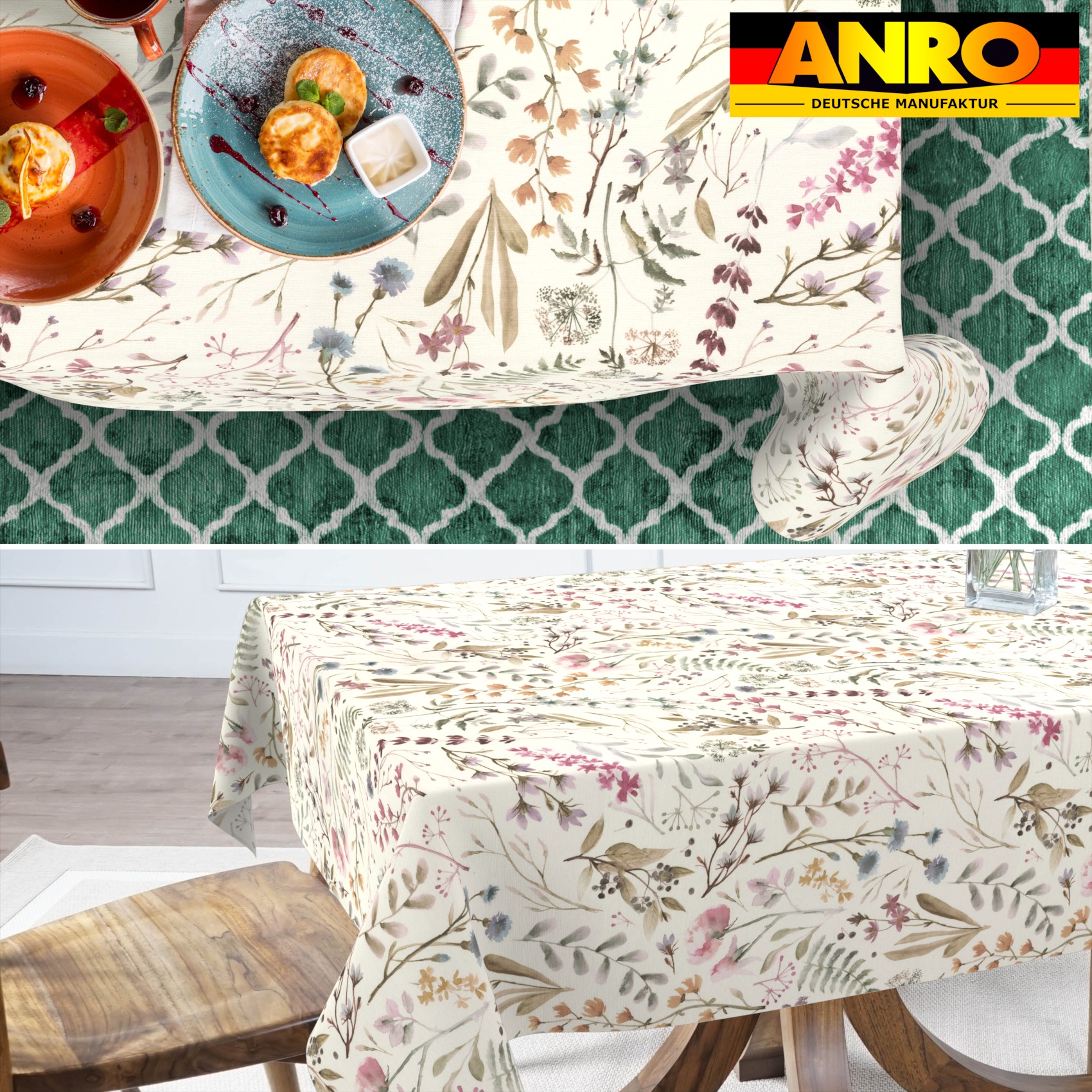 GTGANNA-64_SQ_70 Tischdecke abwaschbar Tischtuch Tischwäsche Gartentischdecke Stofftischdecke Baumwolle Polyester Giulia