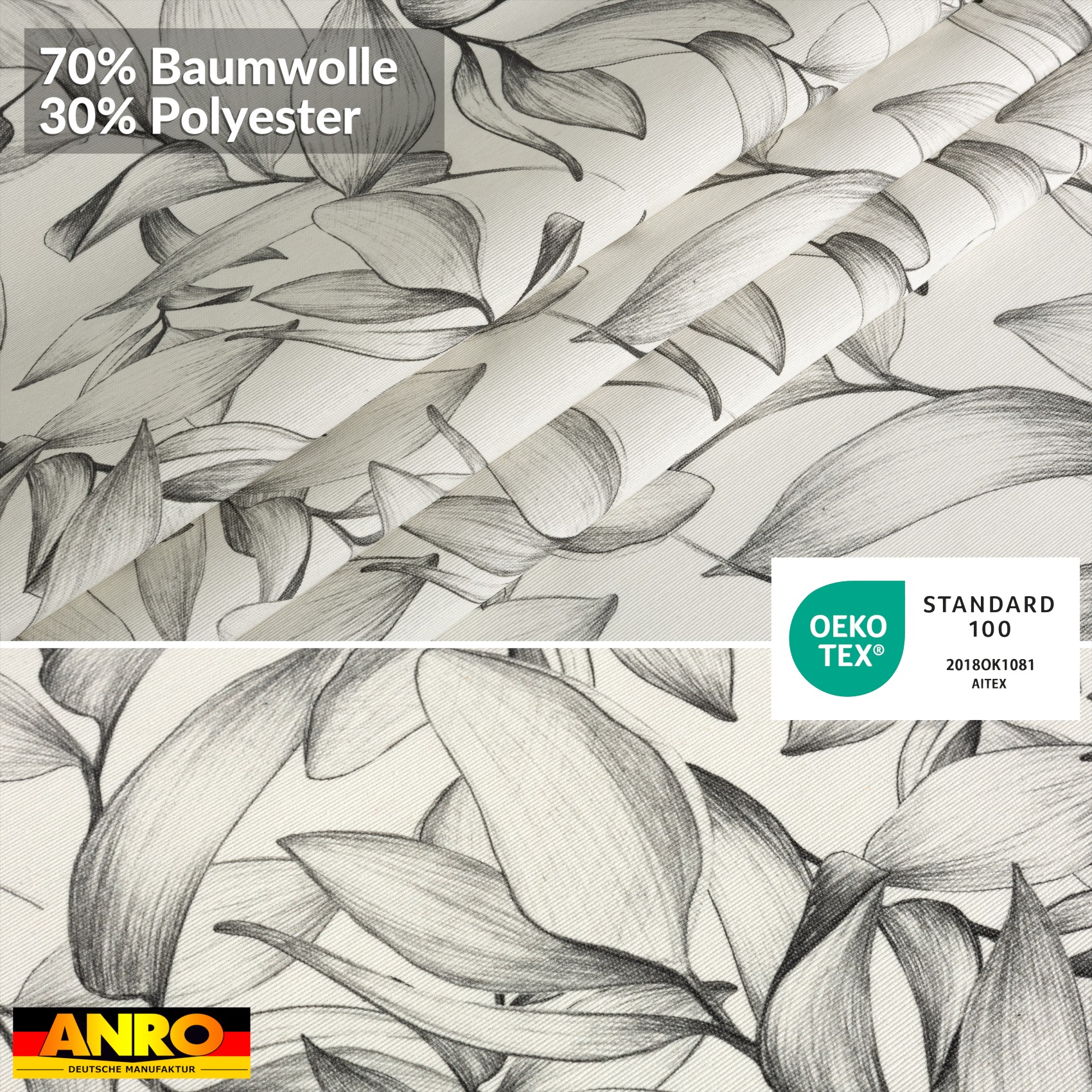 GTGANNA-65_80 Tischdecke abwaschbar Tischtuch Tischwäsche Gartentischdecke Stofftischdecke Baumwolle Polyester Chloe