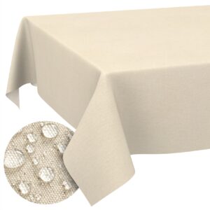 Tischdecke abwaschbar Tischtuch Tischwäsche Gartentischdecke Stofftischdecke Leinenoptik Baumwolle Leinen Uni Natur
