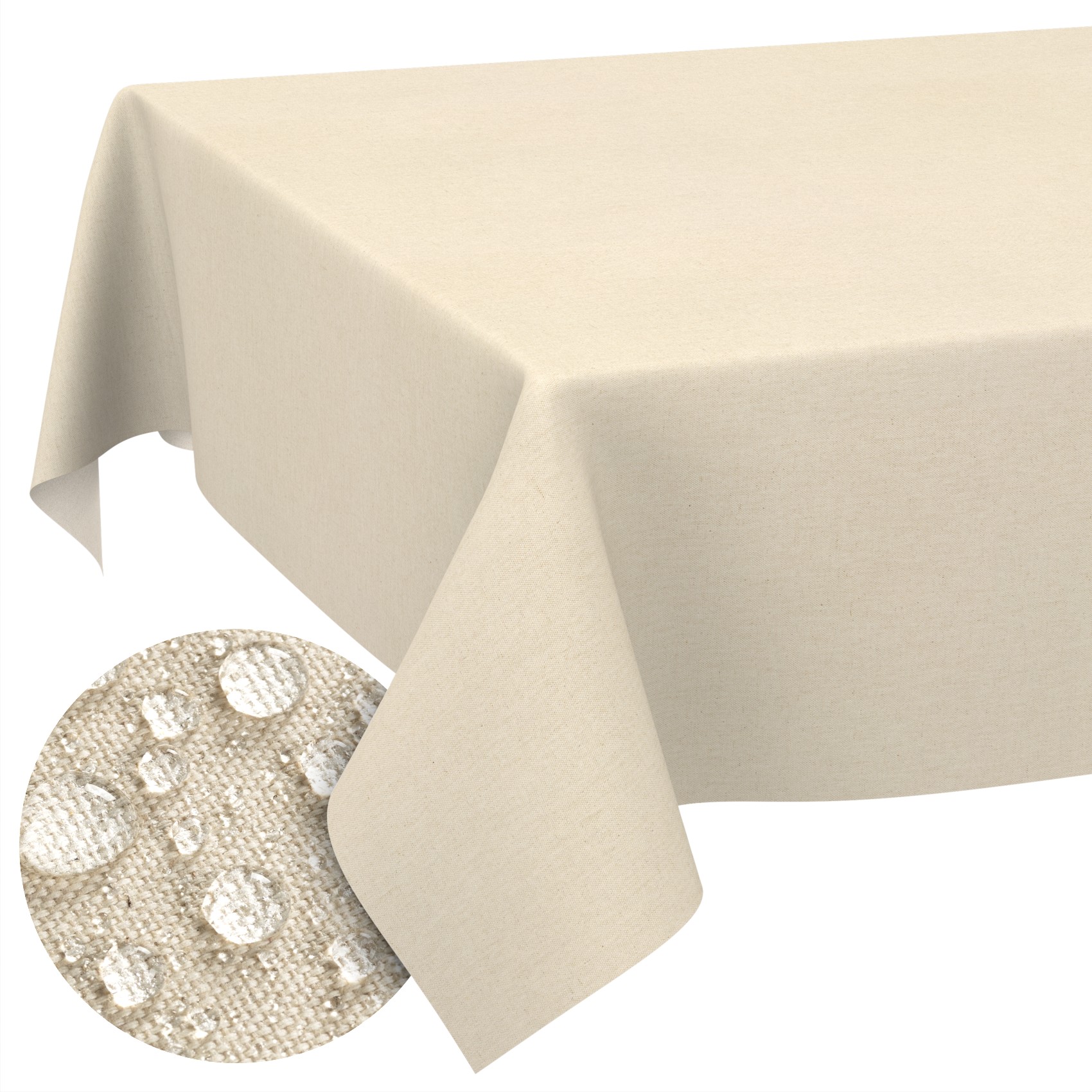 GTGANNA-101_SQ_11 Tischdecke abwaschbar Tischtuch Tischwäsche Gartentischdecke Stofftischdecke Leinenoptik Baumwolle Leinen Uni Natur