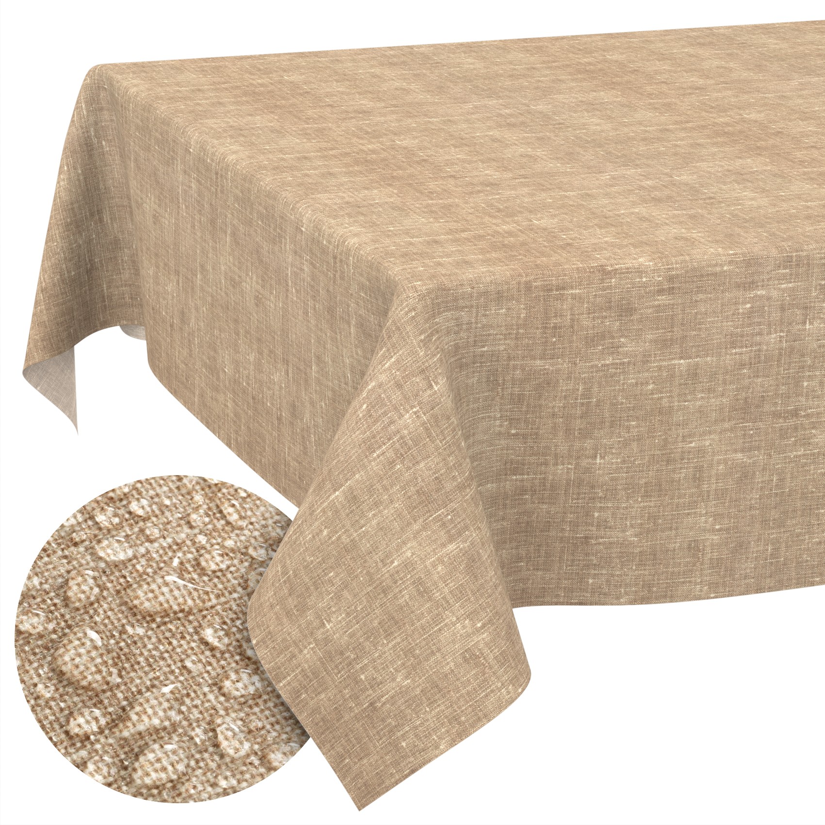 GTGANNA-102_SQ_11 Tischdecke abwaschbar Tischtuch Tischwäsche Gartentischdecke Stofftischdecke Leinenoptik Baumwolle Leinen Uni Sand