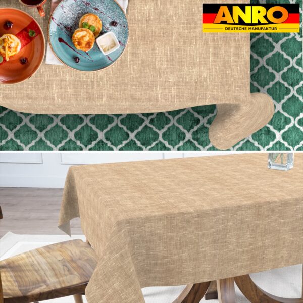 Tischdecke abwaschbar Tischtuch Tischwäsche Gartentischdecke Stofftischdecke Leinenoptik Baumwolle Leinen Uni Sand