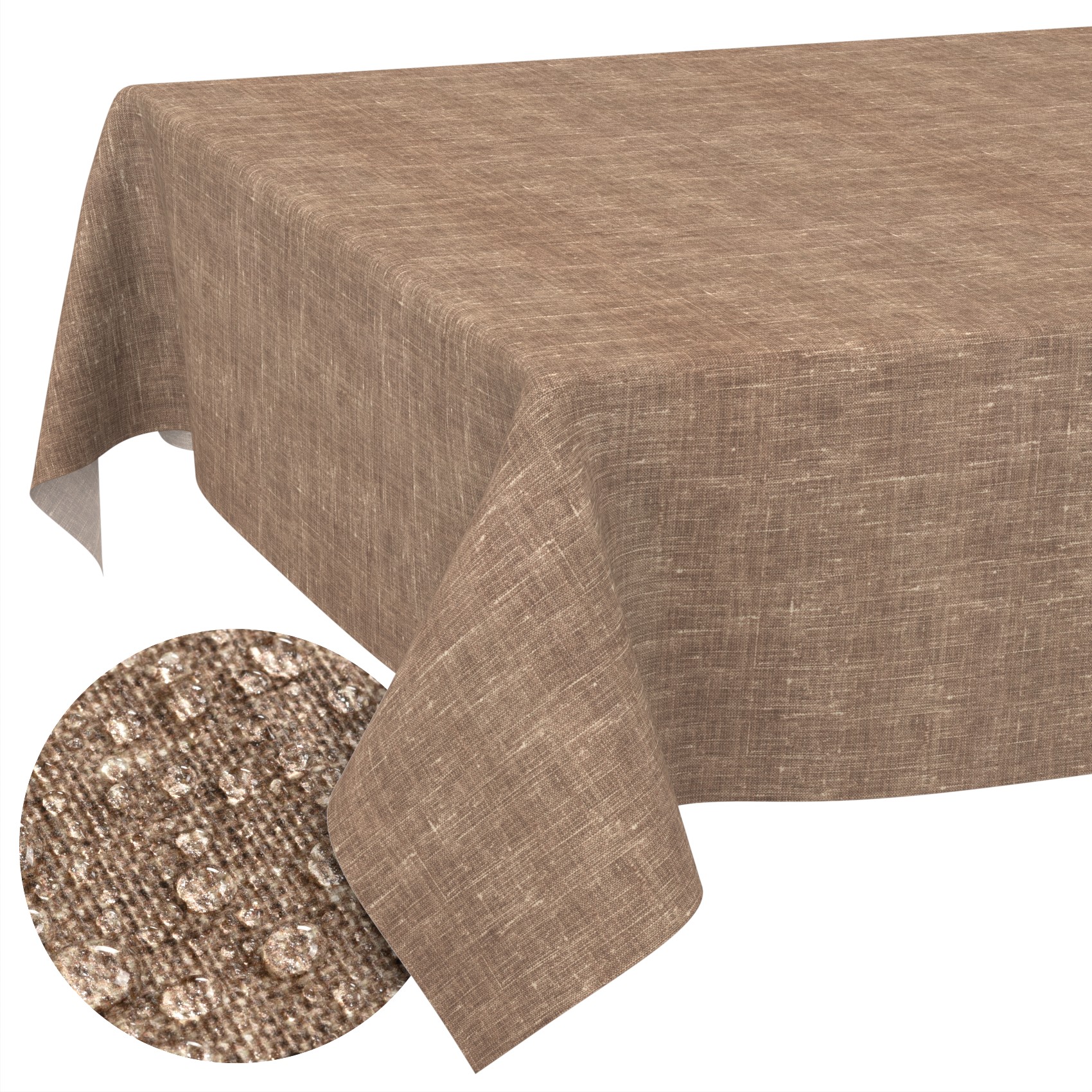 GTGANNA-103_SQ_11 Tischdecke abwaschbar Tischtuch Tischwäsche Gartentischdecke Stofftischdecke Leinenoptik Baumwolle Leinen Uni Schoko