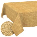 Tischdecke abwaschbar Tischtuch Tischwäsche Gartentischdecke Stofftischdecke Leinenoptik Baumwolle Leinen Uni Senf