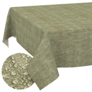 Tischdecke abwaschbar Tischtuch Tischwäsche Gartentischdecke Stofftischdecke Leinenoptik Baumwolle Leinen Uni Olive