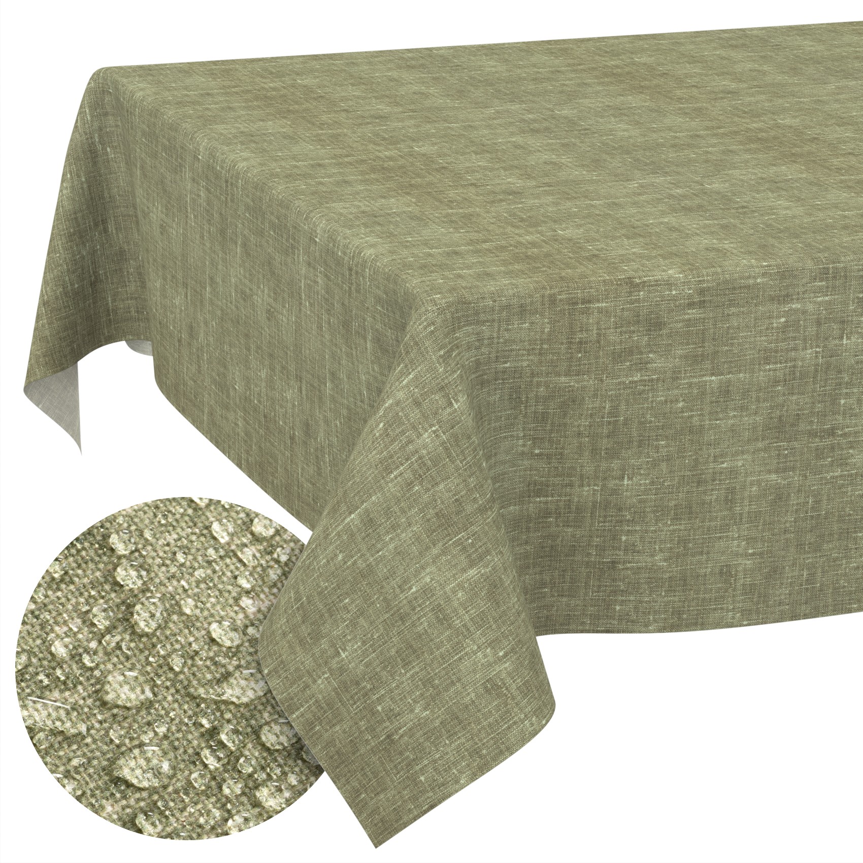 Tischdecke abwaschbar Tischtuch Tischwäsche Gartentischdecke Stofftischdecke Leinenoptik Baumwolle Leinen Uni Olive