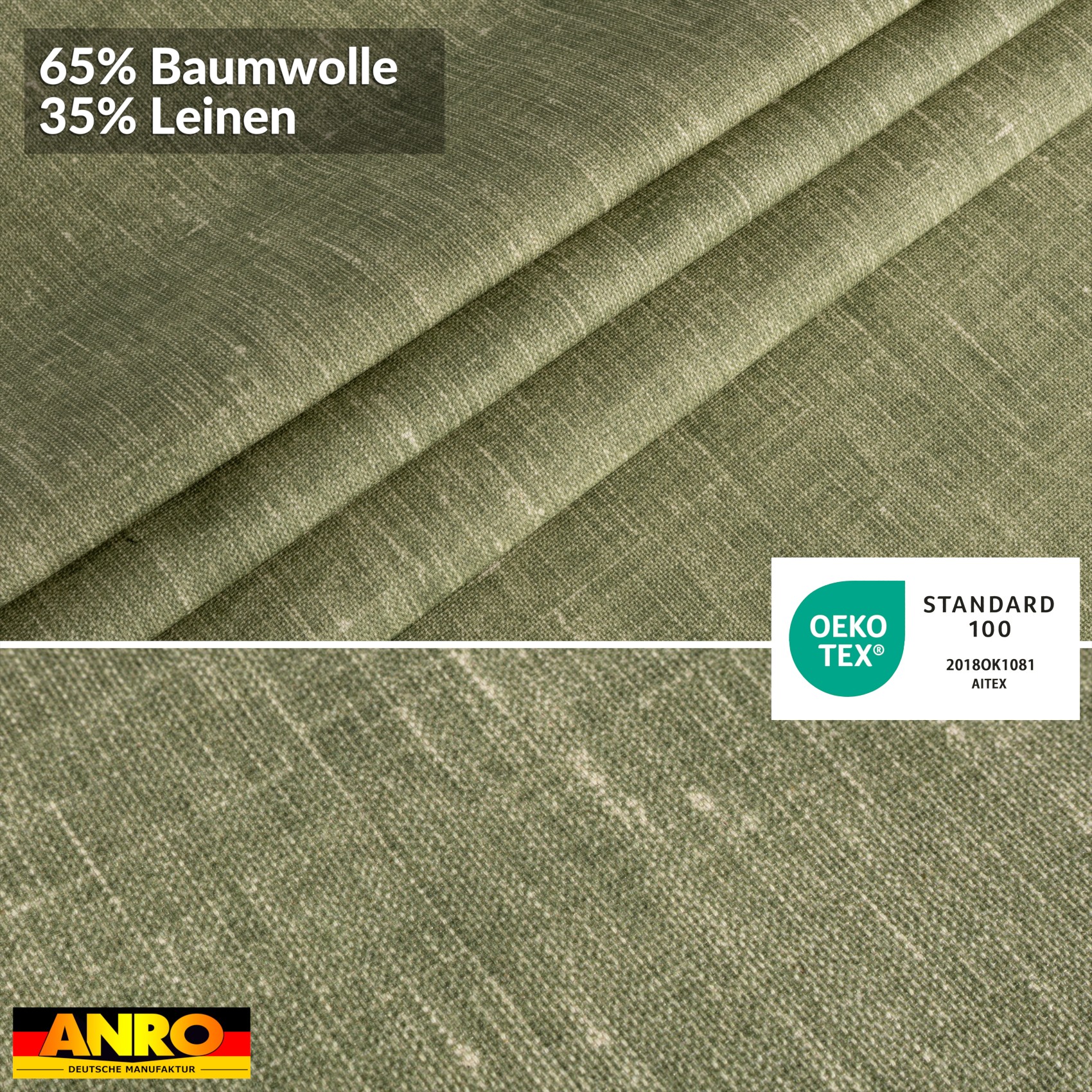 Tischdecke abwaschbar Tischtuch Tischwäsche Gartentischdecke Stofftischdecke Leinenoptik Baumwolle Leinen Uni Olive