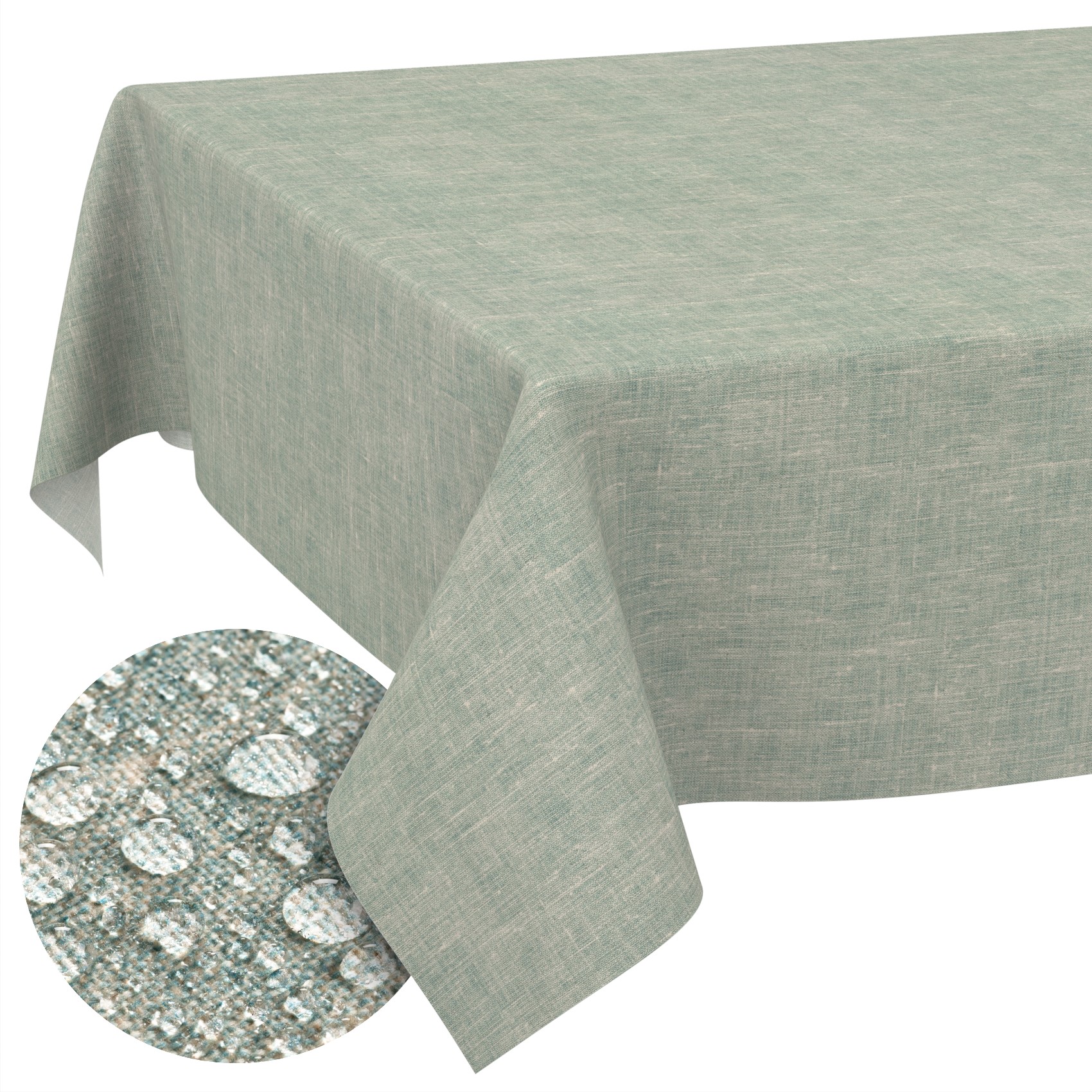 GTGANNA-106_SQ_11 Tischdecke abwaschbar Tischtuch Tischwäsche Gartentischdecke Stofftischdecke Leinenoptik Baumwolle Leinen Uni Blau