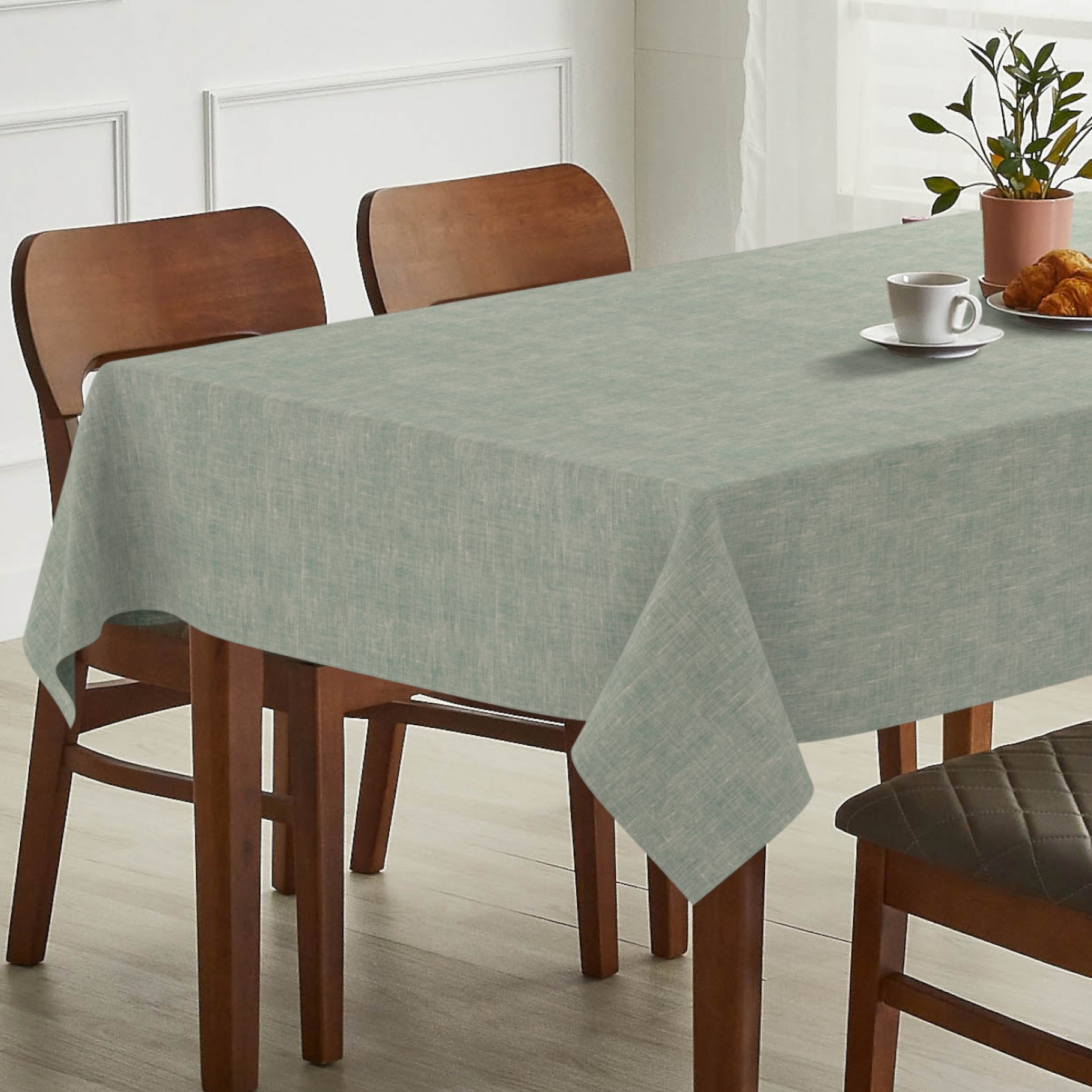 GTGANNA-106_SQ_13 Tischdecke abwaschbar Tischtuch Tischwäsche Gartentischdecke Stofftischdecke Leinenoptik Baumwolle Leinen Uni Blau