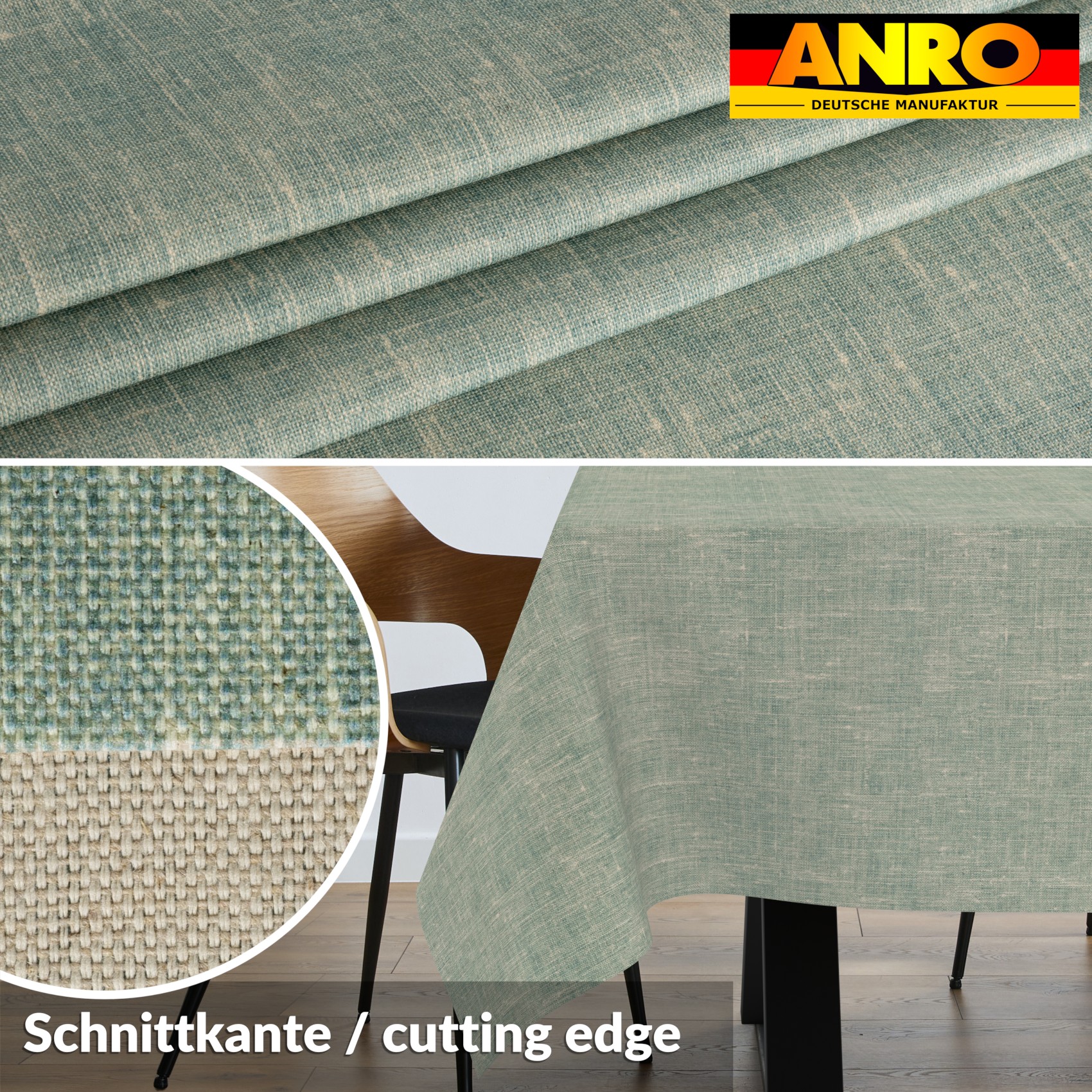 GTGANNA-106_SQ_30 Tischdecke abwaschbar Tischtuch Tischwäsche Gartentischdecke Stofftischdecke Leinenoptik Baumwolle Leinen Uni Blau