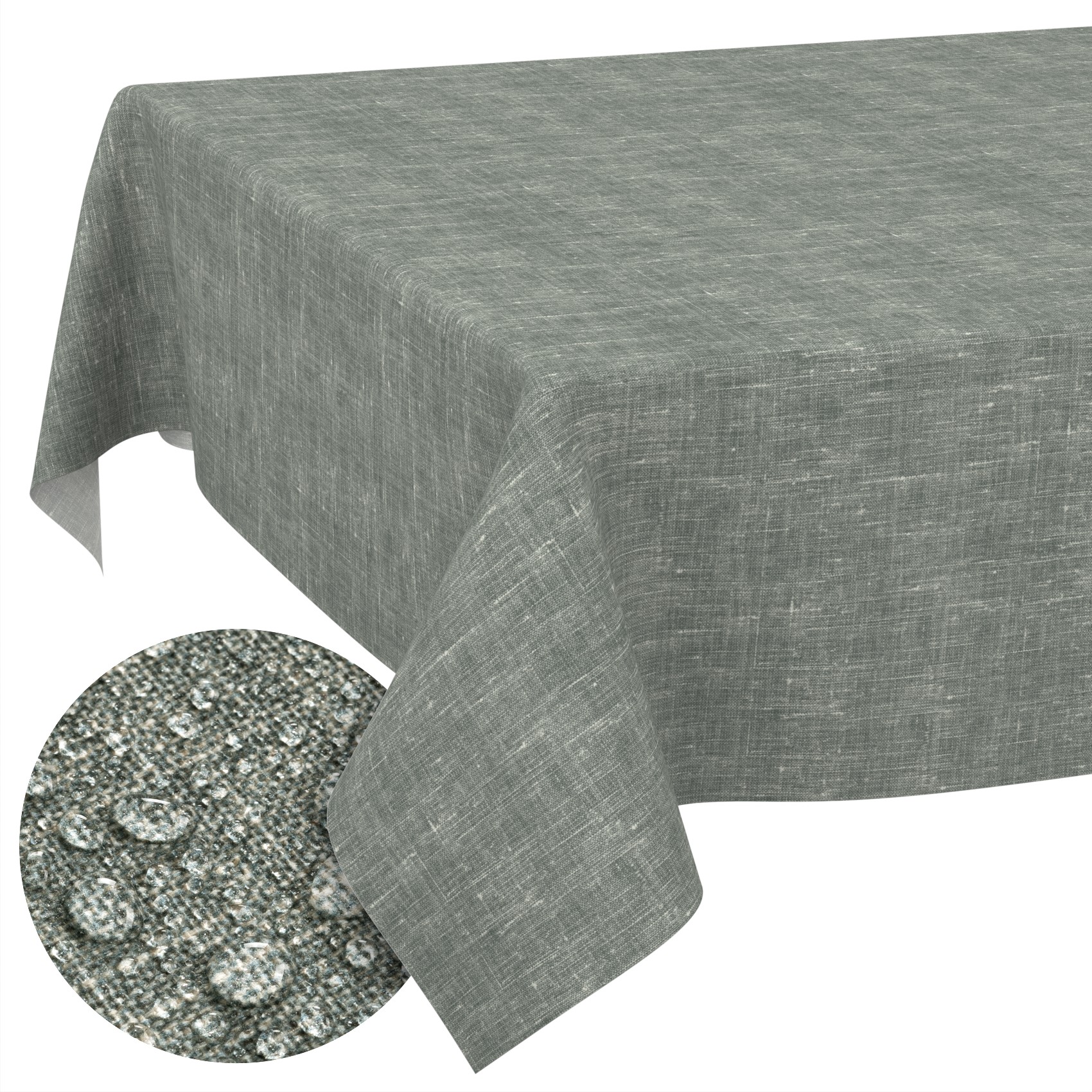GTGANNA-107_SQ_11 Tischdecke abwaschbar Tischtuch Tischwäsche Gartentischdecke Stofftischdecke Leinenoptik Baumwolle Leinen Uni Petrol