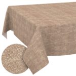 Tischdecke abwaschbar Tischtuch Tischwäsche Gartentischdecke Stofftischdecke Leinenoptik Baumwolle Leinen Uni Hellbraun