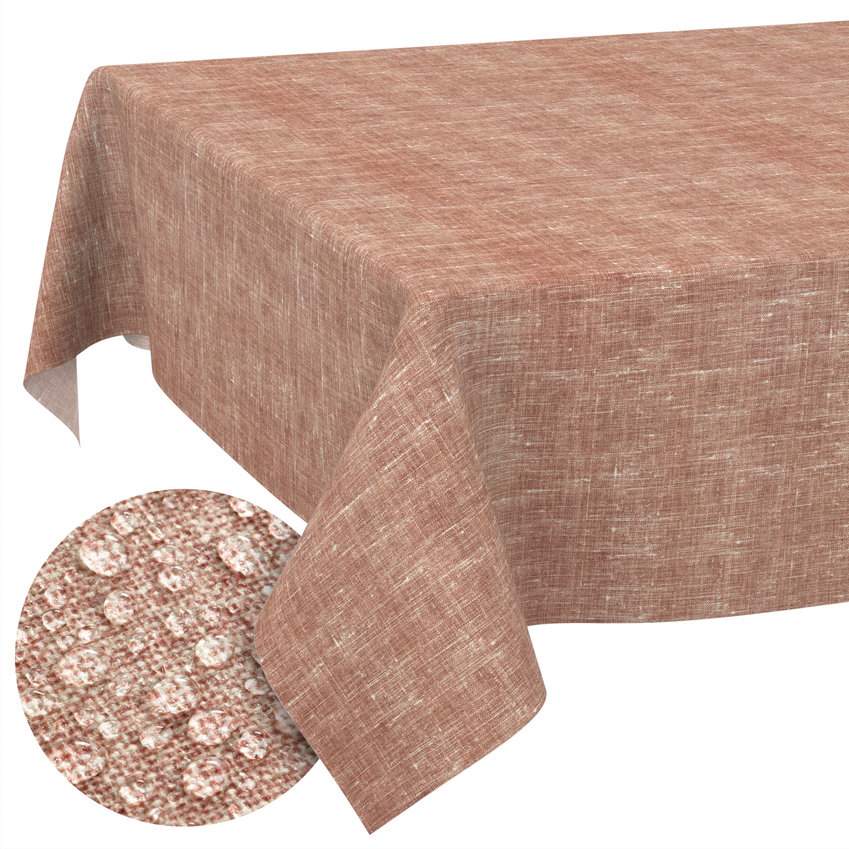 GTGANNA-109_SQ_11 Tischdecke abwaschbar Tischtuch Tischwäsche Gartentischdecke Stofftischdecke Leinenoptik Baumwolle Leinen Uni Rot