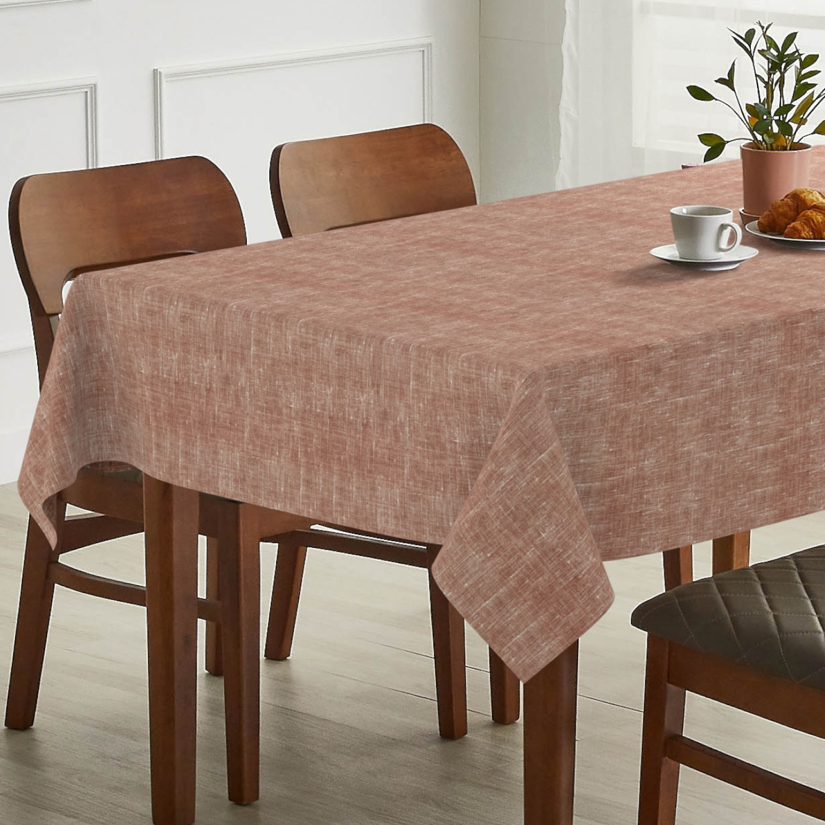 GTGANNA-109_SQ_13 Tischdecke abwaschbar Tischtuch Tischwäsche Gartentischdecke Stofftischdecke Leinenoptik Baumwolle Leinen Uni Rot