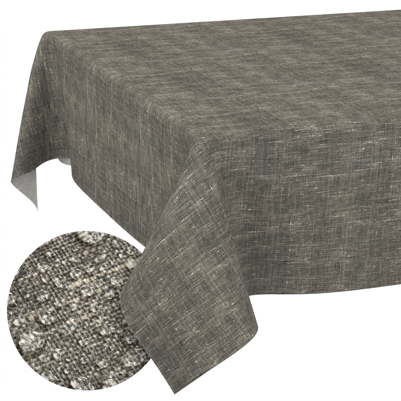 GTGANNA-110_SQ_11 Tischdecke abwaschbar Tischtuch Tischwäsche Gartentischdecke Stofftischdecke Leinenoptik Baumwolle Leinen Uni Anthrazit